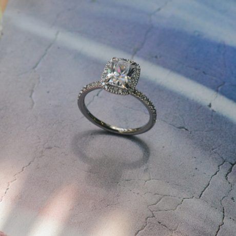 Cushion Halo Pavé Engagement Ring side