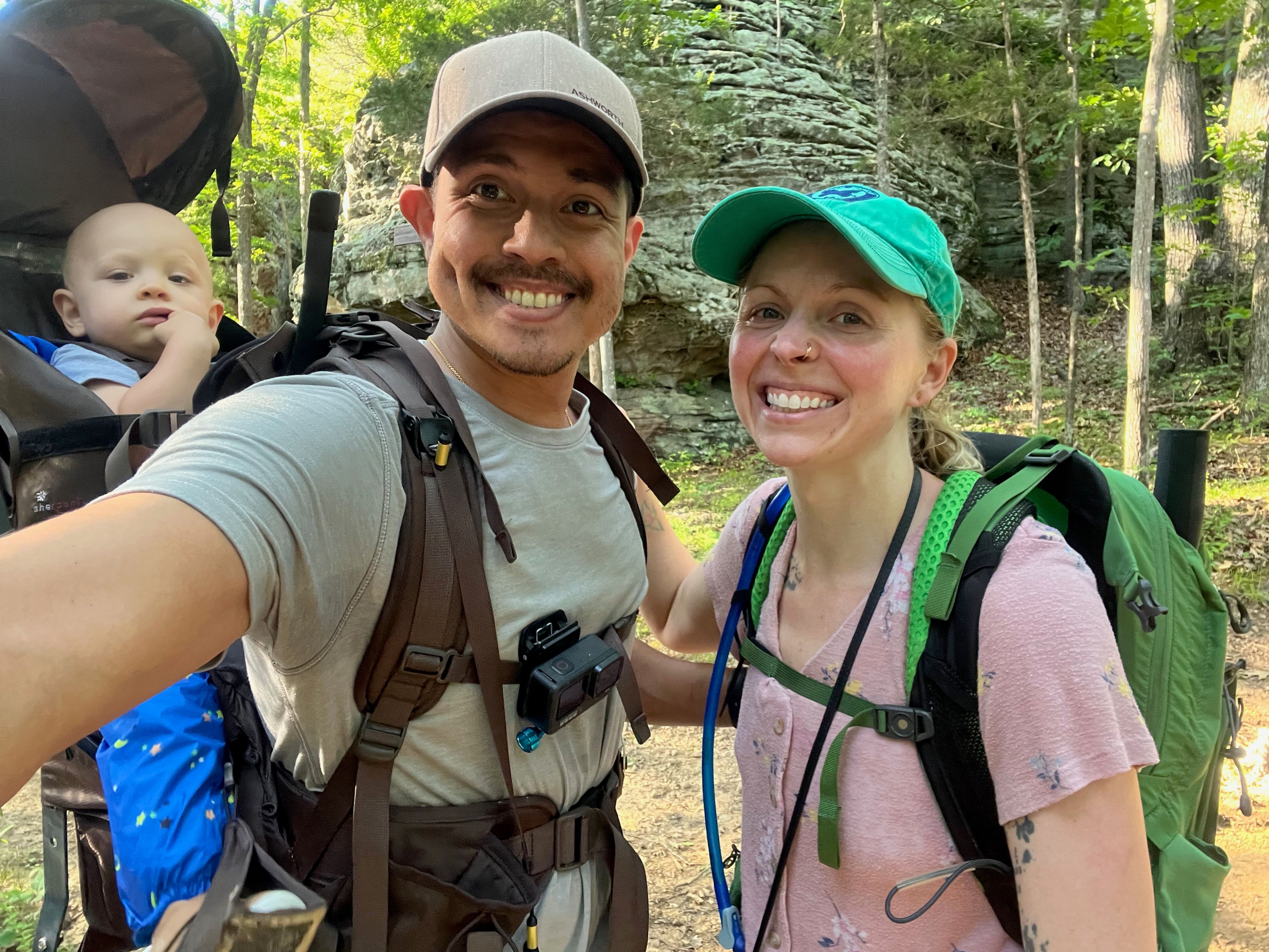 A picture of Doug and his family in a hiking setting