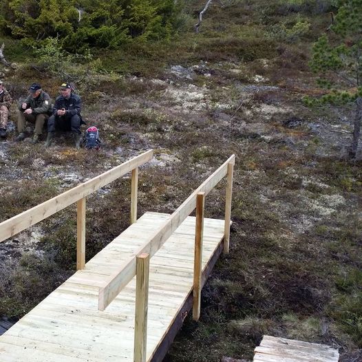 Merket fotrute fra Innset kirke til Holtvegen.