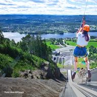 Zipline i verdens største hoppbakke