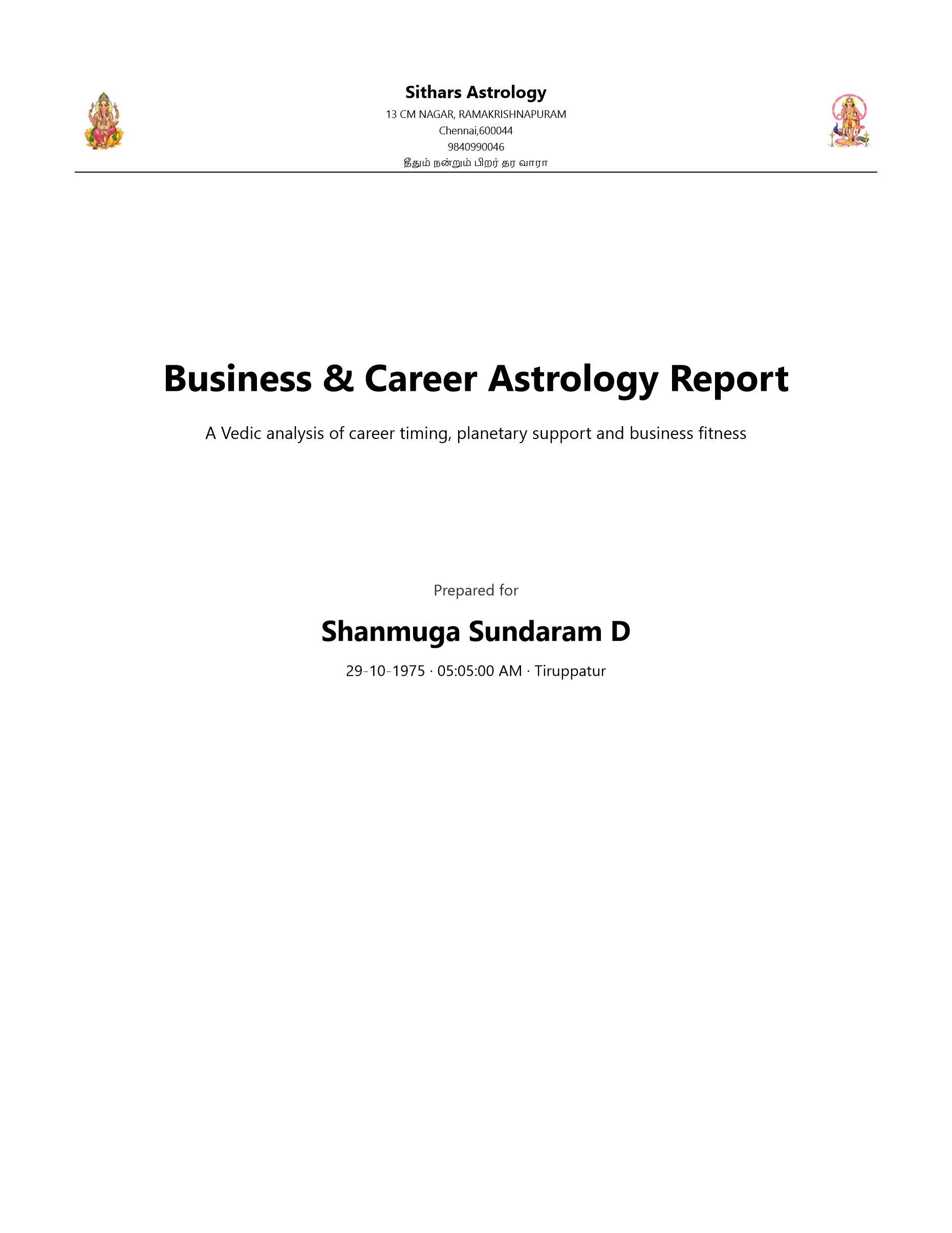 Business And Career Astrology Report