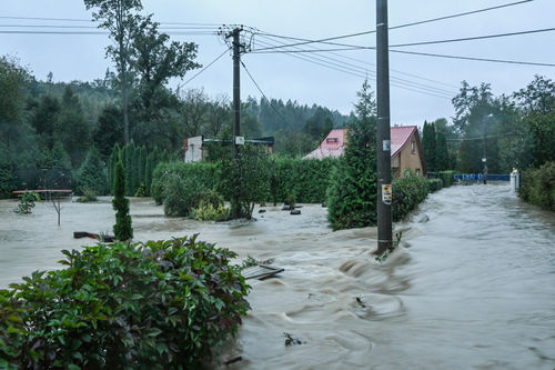 The Porubka stream will be flooded on September 14, 2024 in a suburb of Ostrava, as heavy rainfall is expected in Central Europe, leading to flooding.