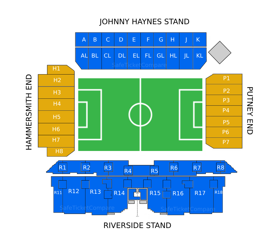 Craven Cottage Stadium Fulham FC Seating Map Tickets 