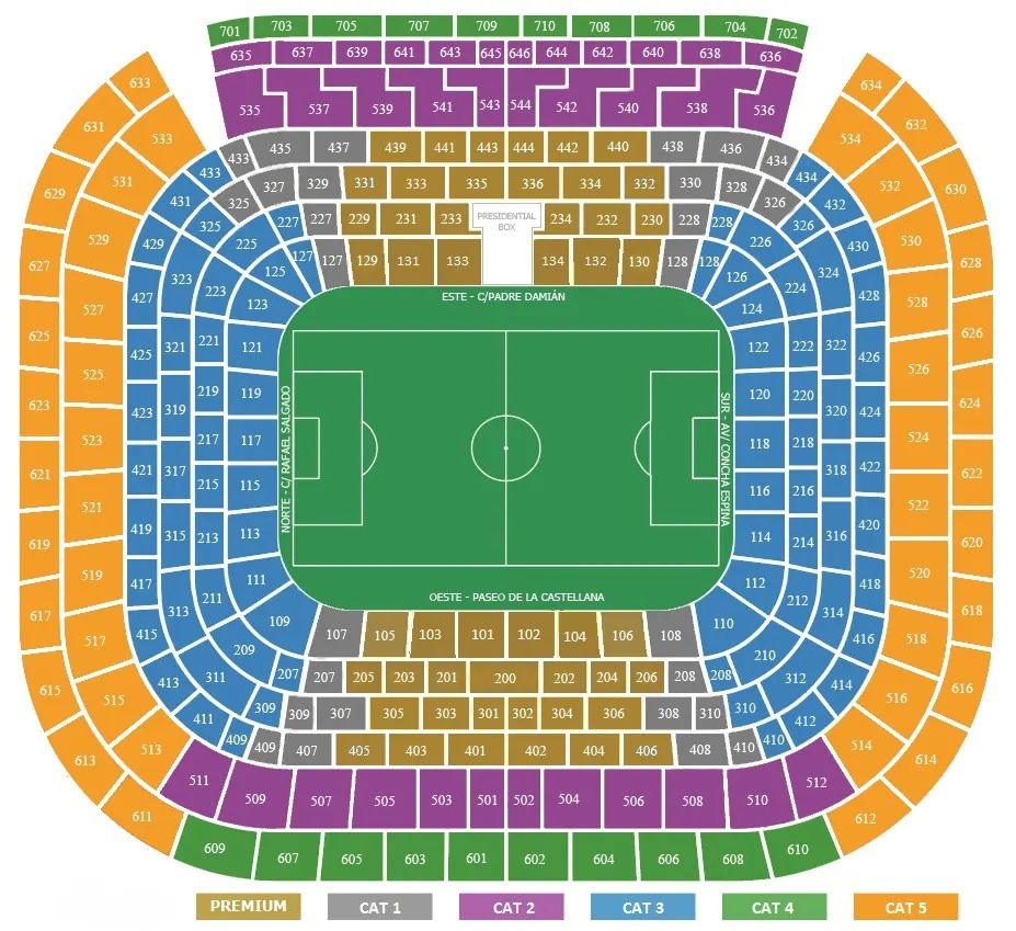 Santiago Bernabeu Seating Chart Real Madrid Stadium Map Santiago Bernabeu Seating Chart Real Madrid Stadium Map