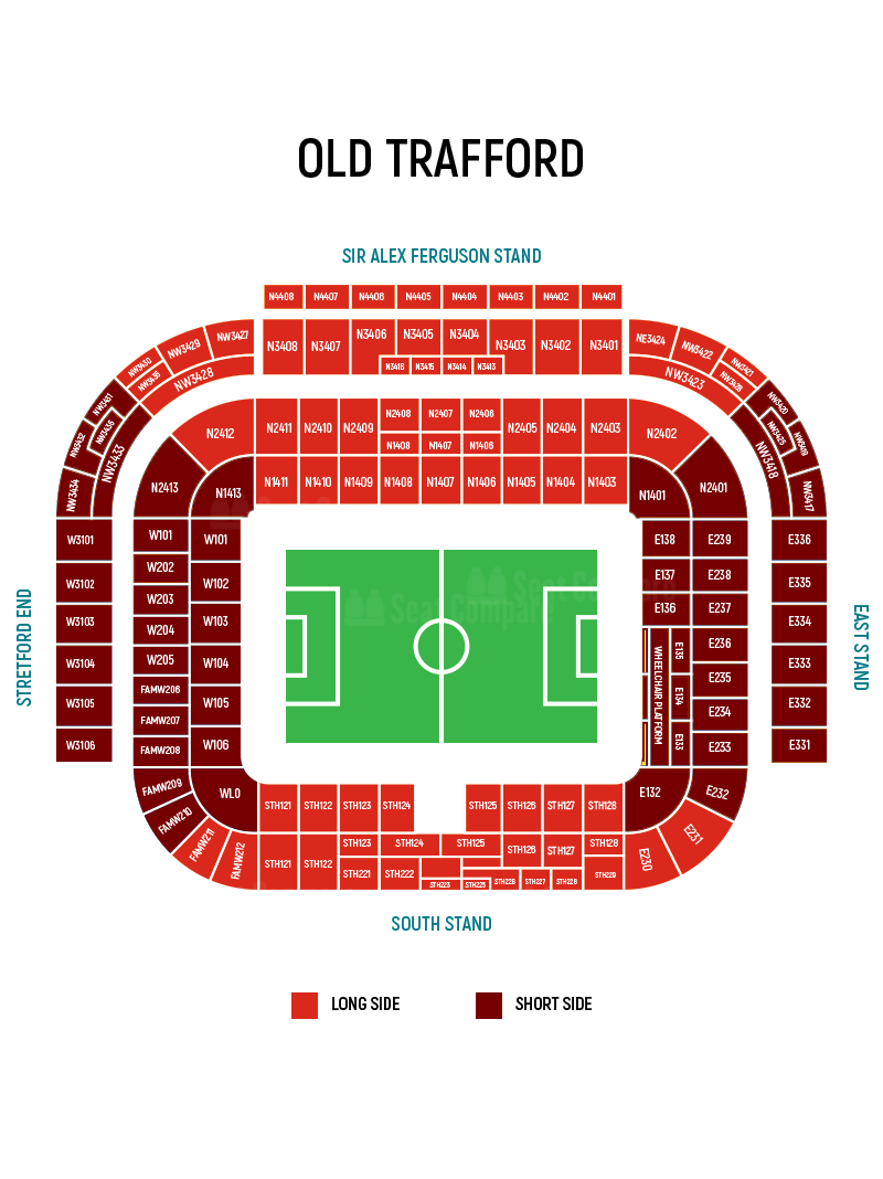 Old Trafford Seating Plan Tickets For Upcoming Events Seat Compare