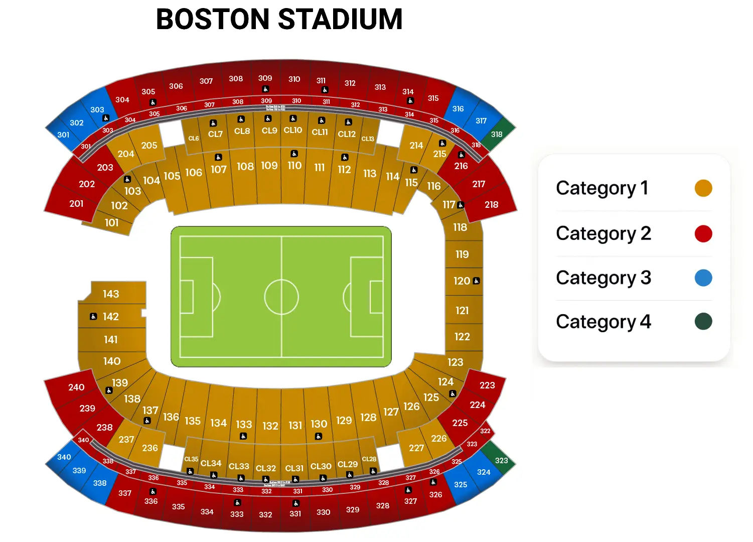 Boston Stadium Seating Map