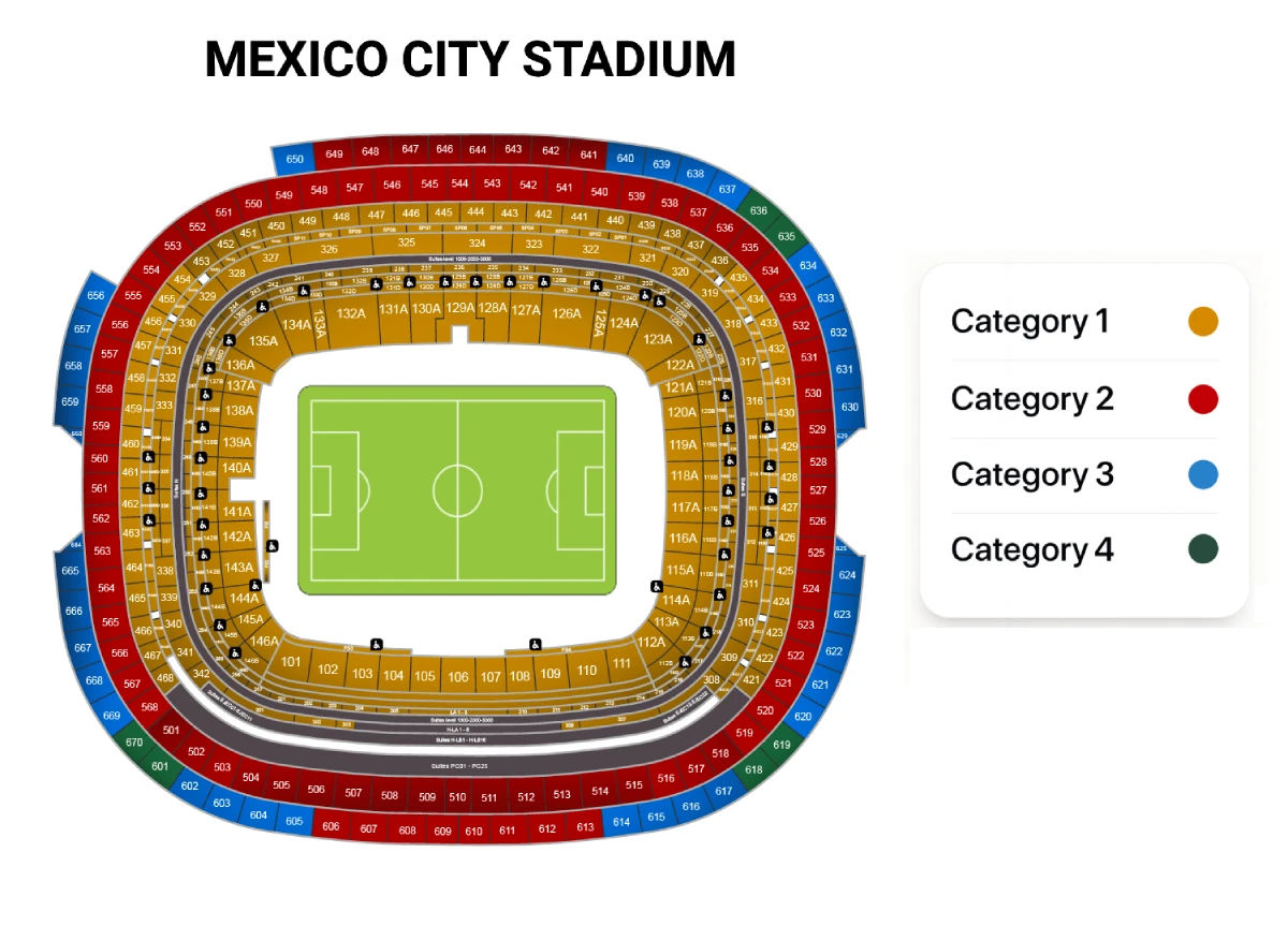 Mexico City Stadium World Cup 2026 Seating Plan Tickets 