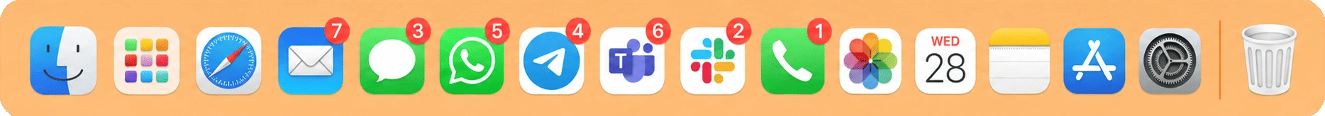 macOS dock with another set of application icons