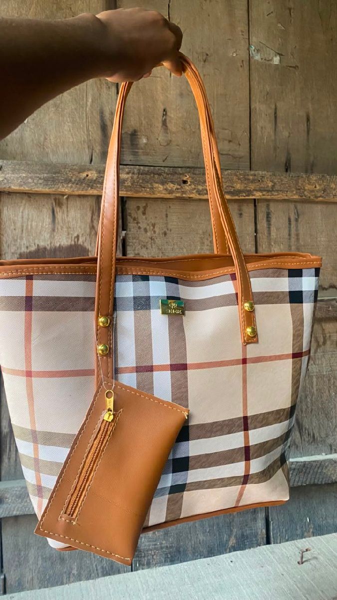 Brown mixed tote bag