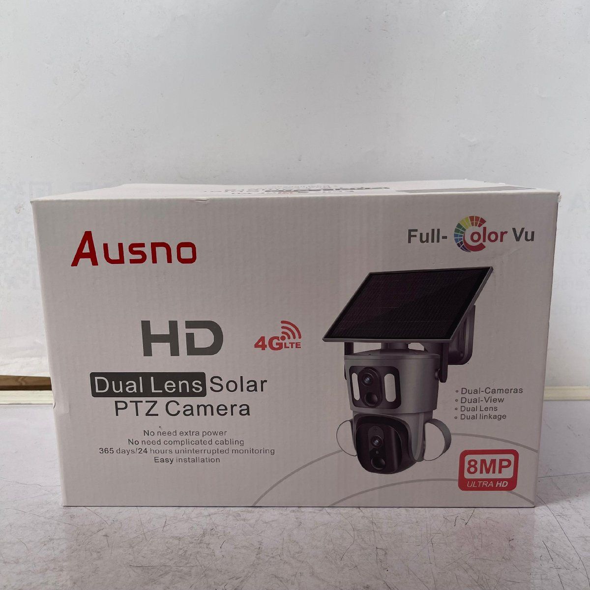 Ausno 8MP 4G Dual Lens Solar PTZ Big Outdoor Camera With Auto Tracking (UBOX APP)