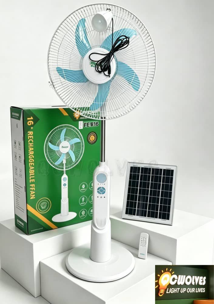 OC-WOLVE FE-B16 Solar Rechargeable Fan with Lamp