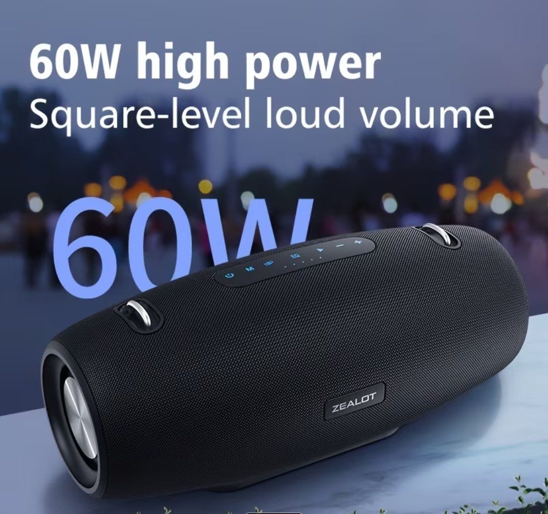 ZEALOT S67 Wireless Partybox Speakers, Dual Pairing, Long Battery Life, 40 Hours Playtime Loud Stereo, Booming Bass, Shoulder Strap, Charging Cable And Aux Cable