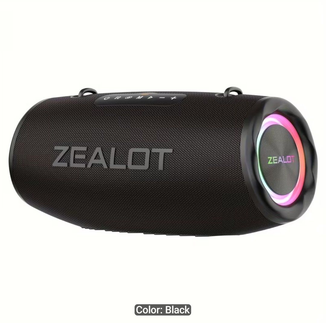 2024 New Style Zealot S87 Wireless Speaker with Shoulder Belt, Water Resistance, Hifi Sound Quality, Dual Pairing, Long Battery Life, 24 Hours Playtime Loud Stereo, Booming Bass. Charging Cable, Connect with Mobile Phone/Tablet/Tv