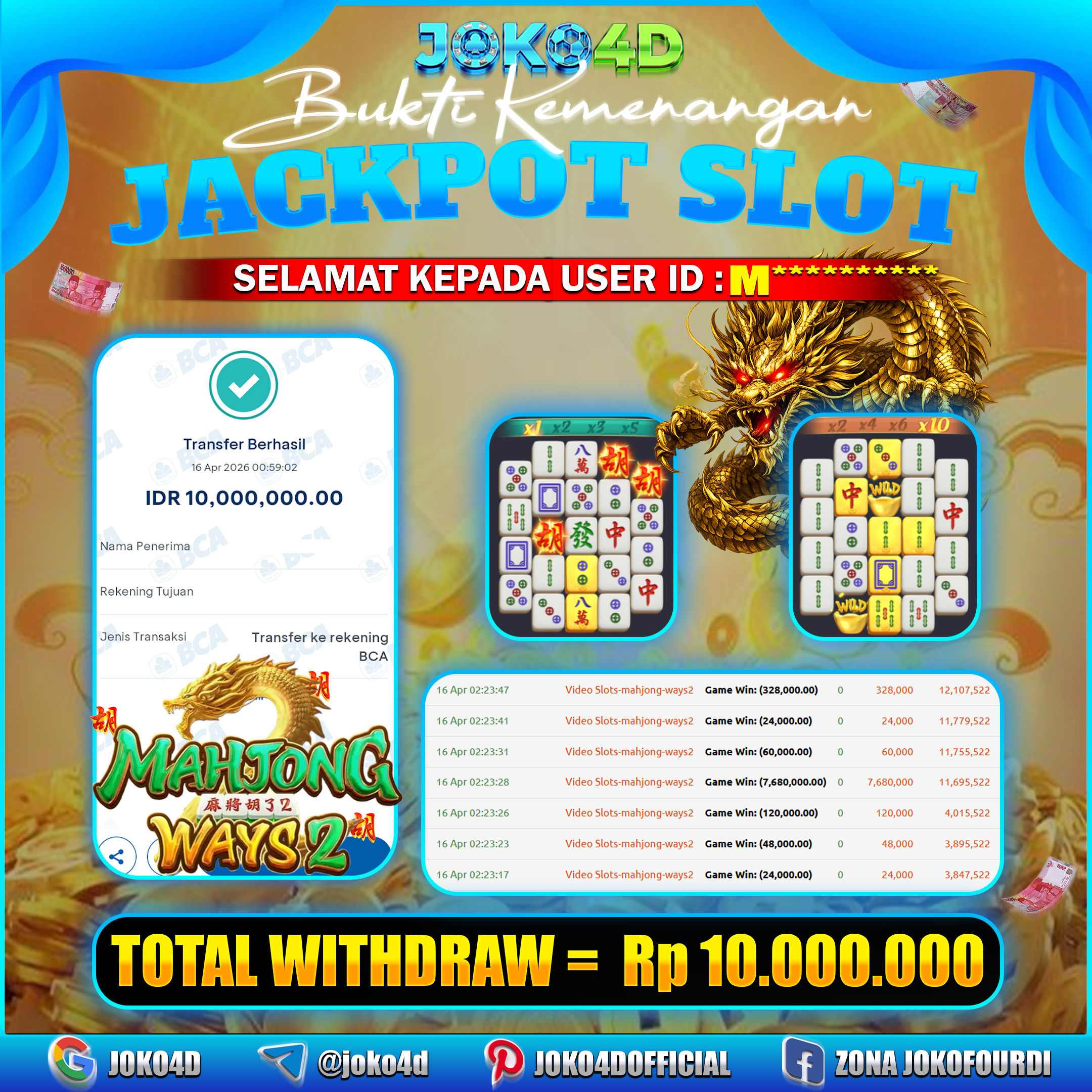 BUKTI KEMENANGAN 2026 DI GAMES MAHJONG WAYS