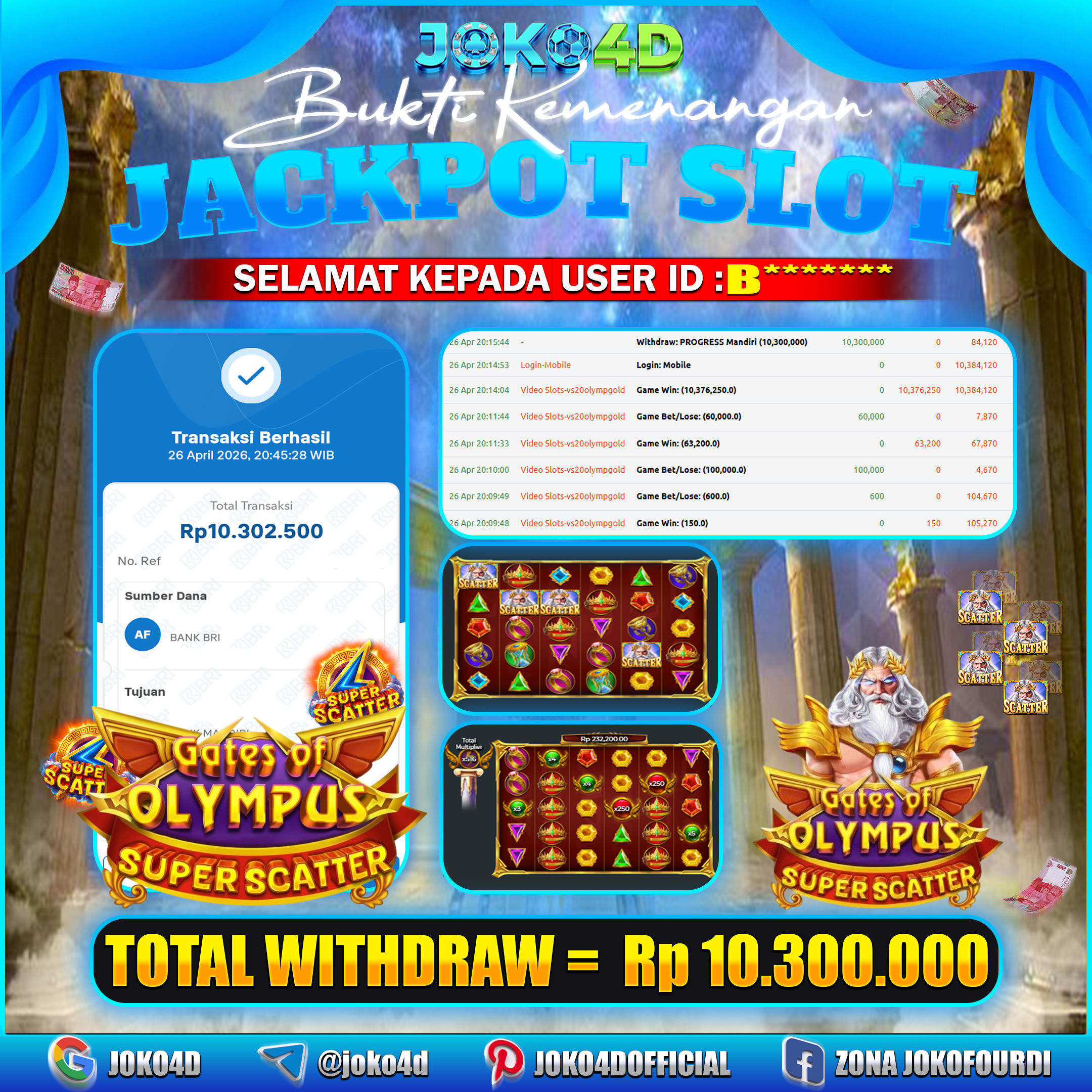 BUKTI KEMENANGAN 2026 DI GAMES GATES OF OLYMPUS SUPER SCATTER