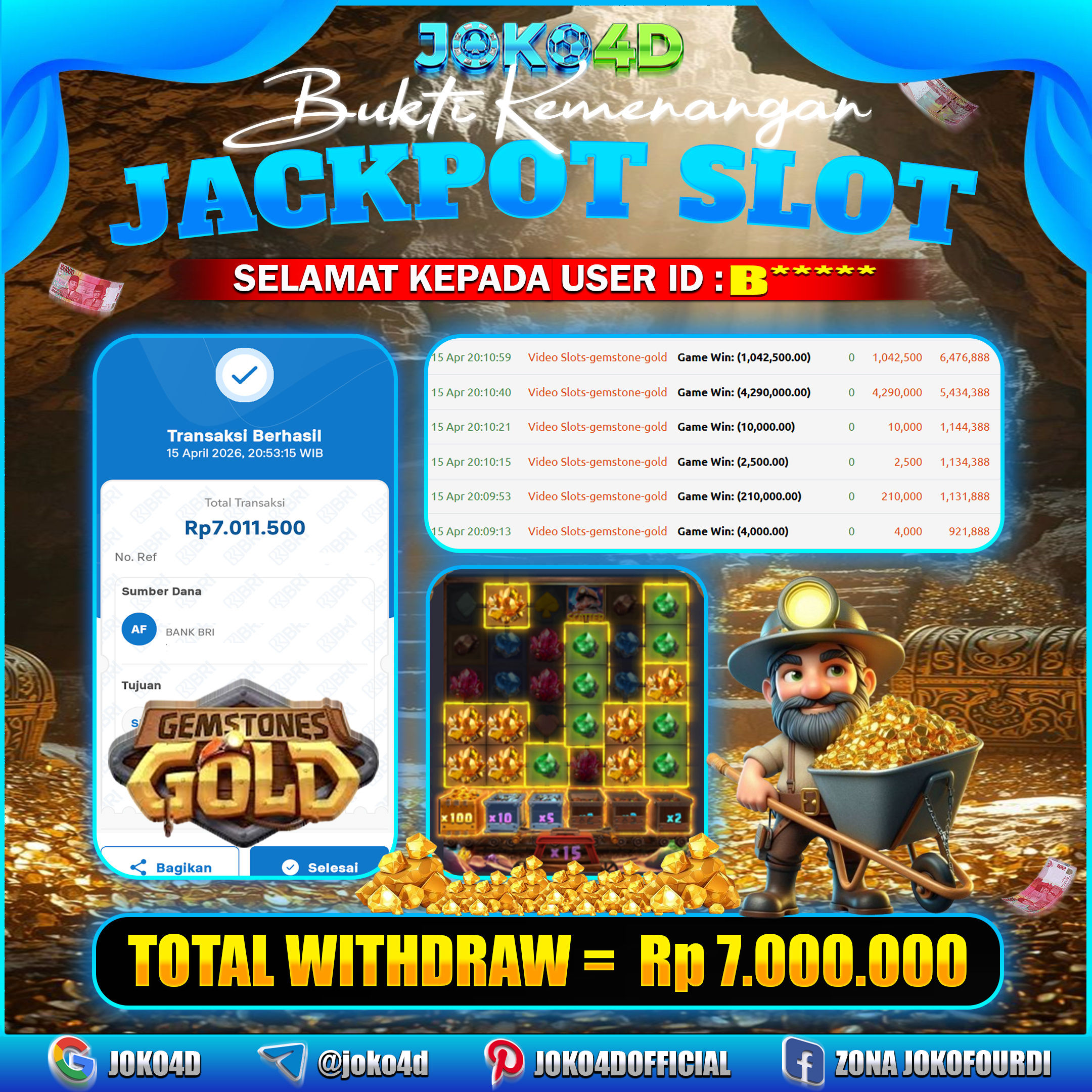BUKTI KEMENANGAN 2026 DI GAMES  GEMSTONES GOLD