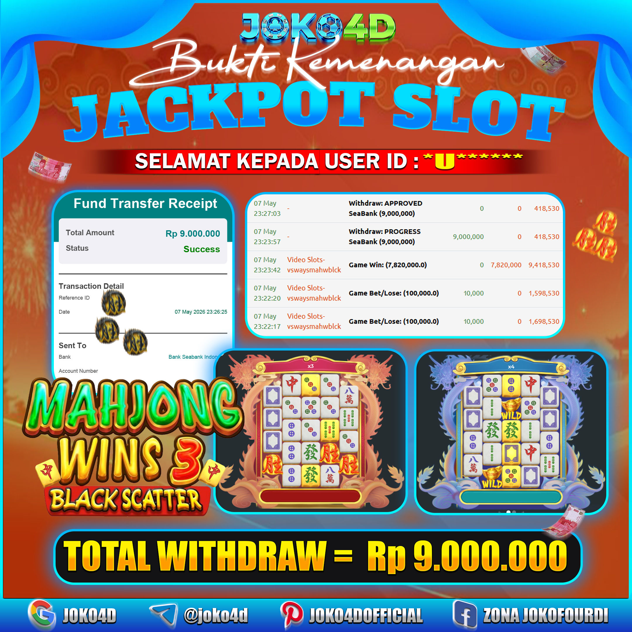 BUKTI KEMENANGAN 2026 DI GAMES  MAHJONG WINS 3 BLACK SCATTER
