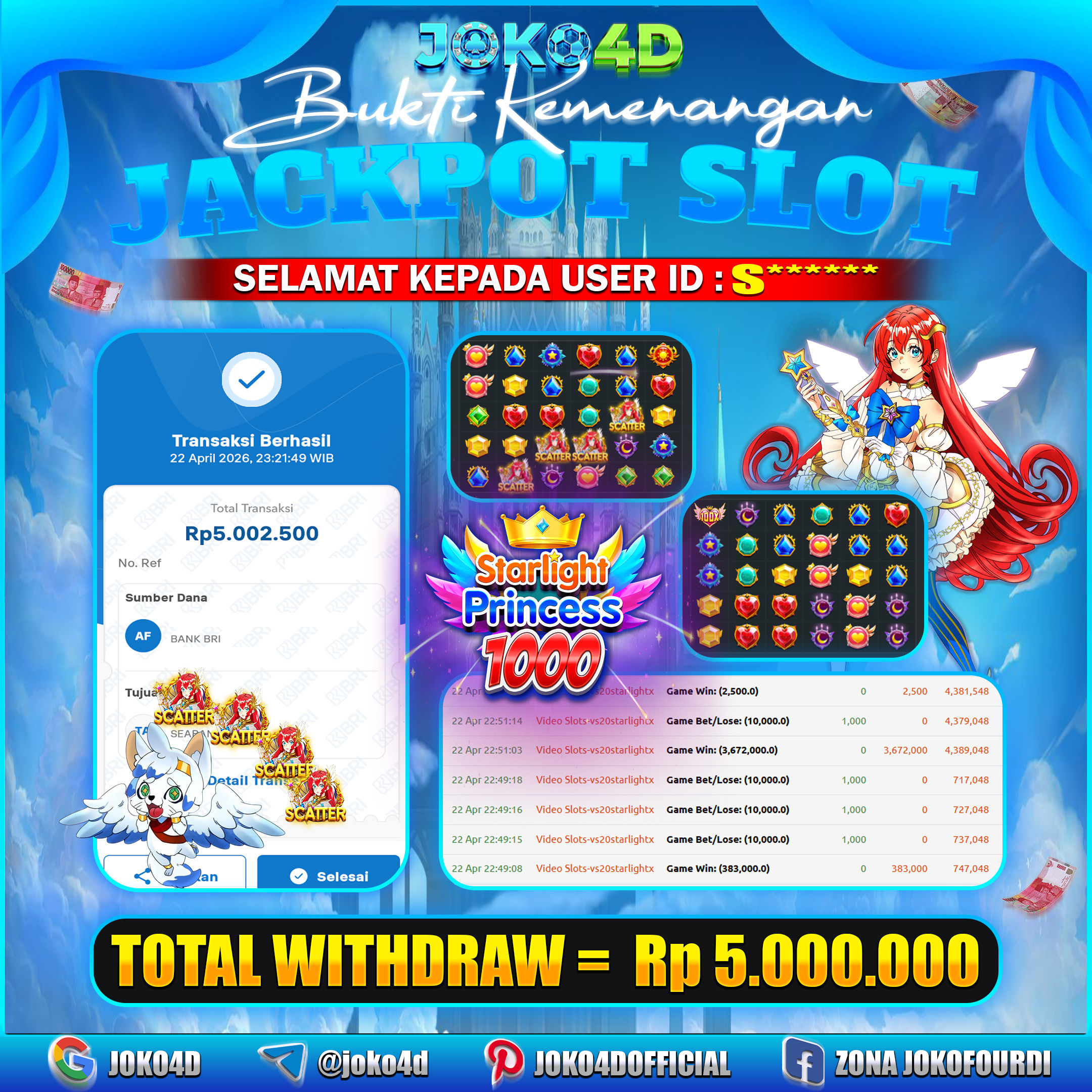 BUKTI KEMENANGAN 2026 DI GAMES STARLIHGT PRINCESS 1000