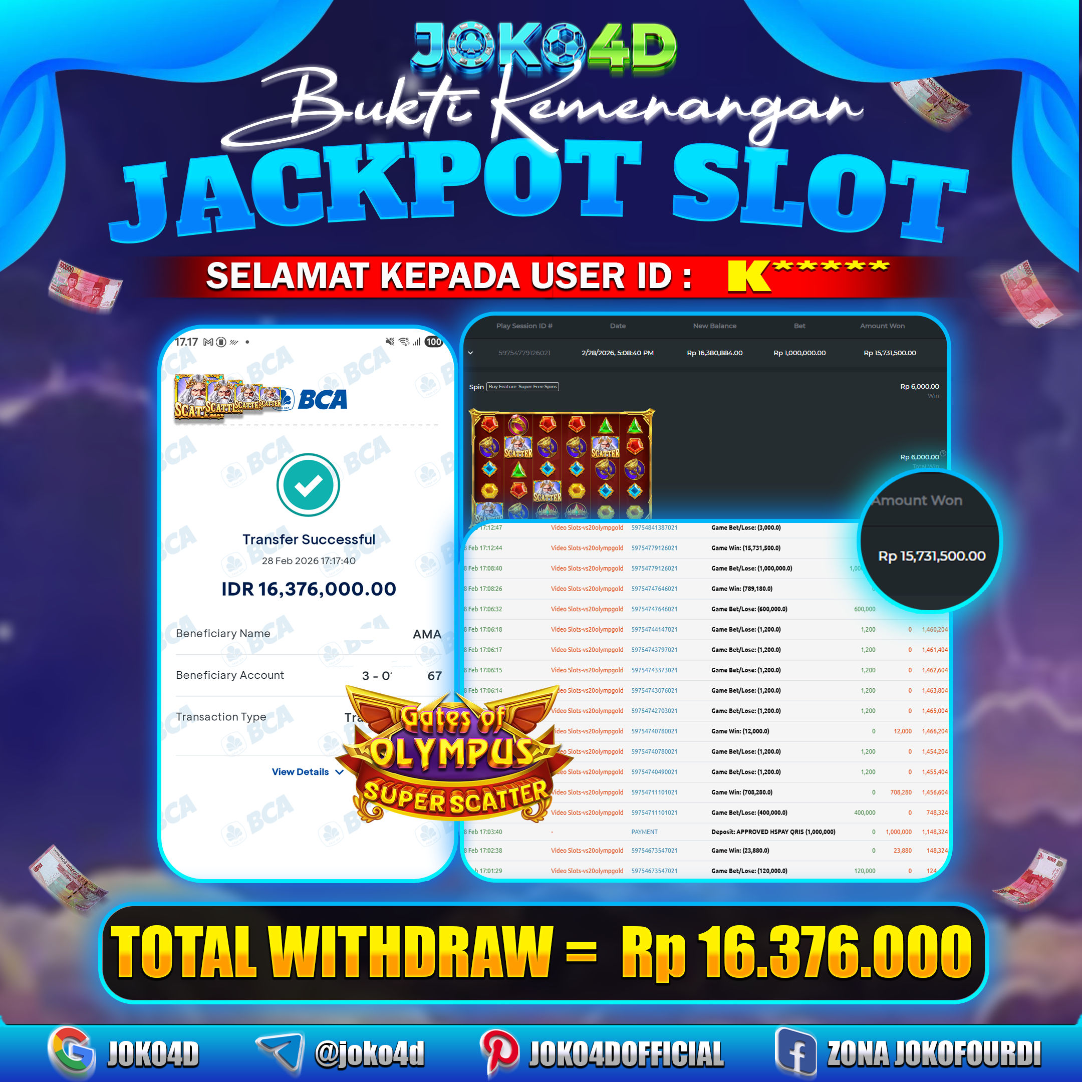 BUKTI KEMENANGAN 2026 DI GAMES GATE OF OLYMPUS SUPER SCATTER