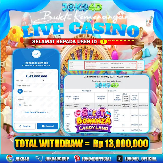 BUKTI KEMENANGAN LIVECASINO JOKO4D 2026