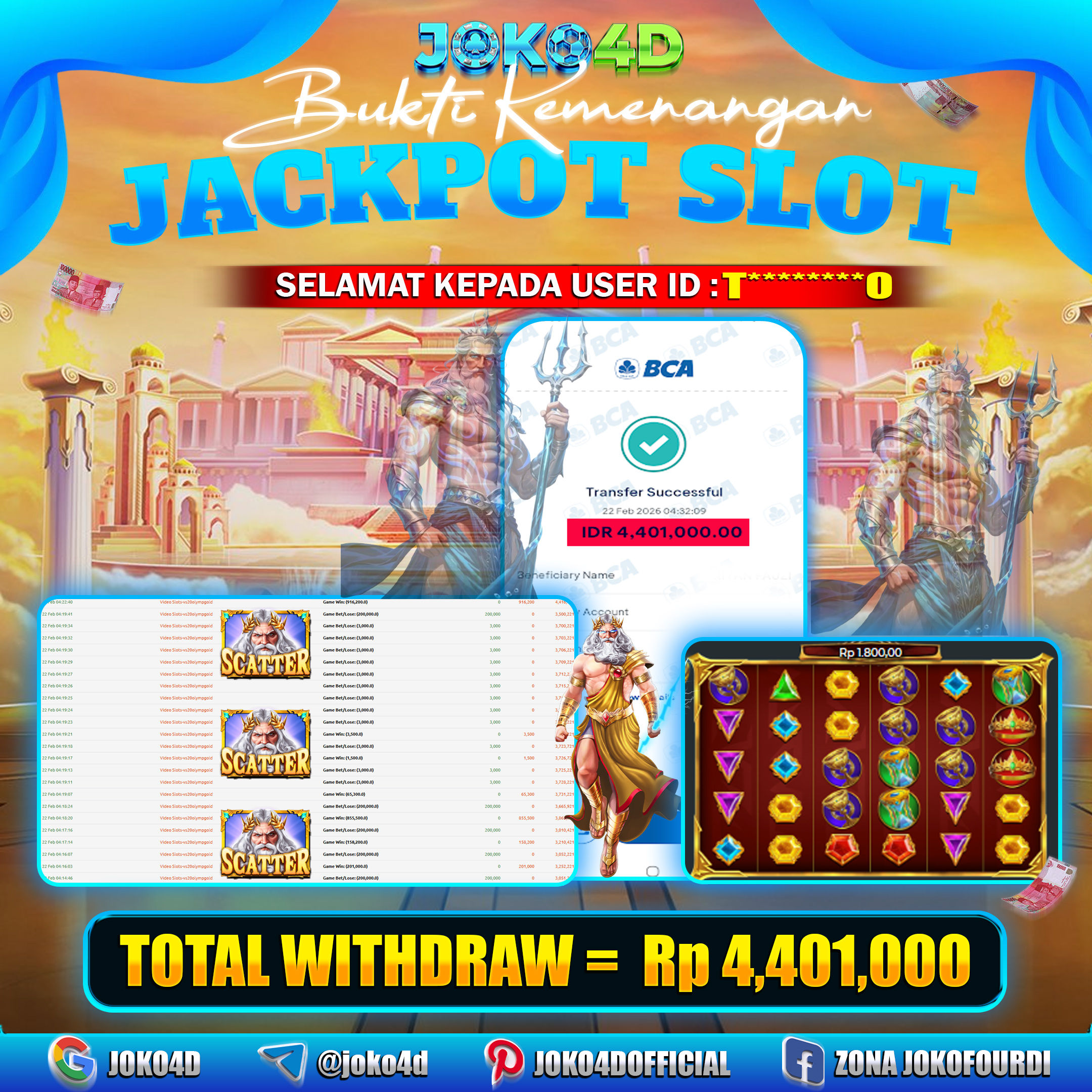 BUKTI KEMENANGAN 2026 DI GAME GACORRRR GATE OF OLYMPUS 1000