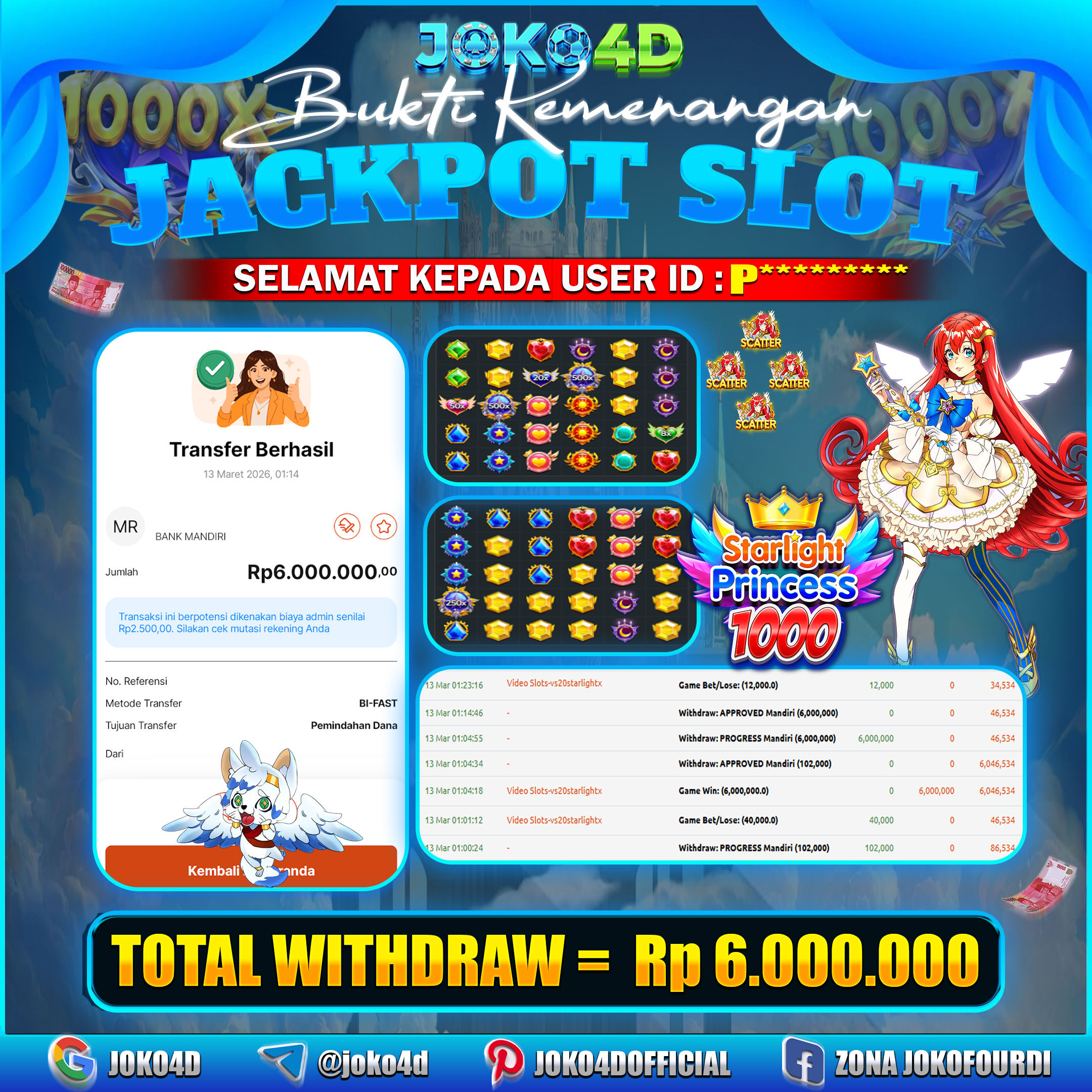 BUKTI KEMENANGAN 2026 DI GAMES STARLIGHT PRINCESS 1000