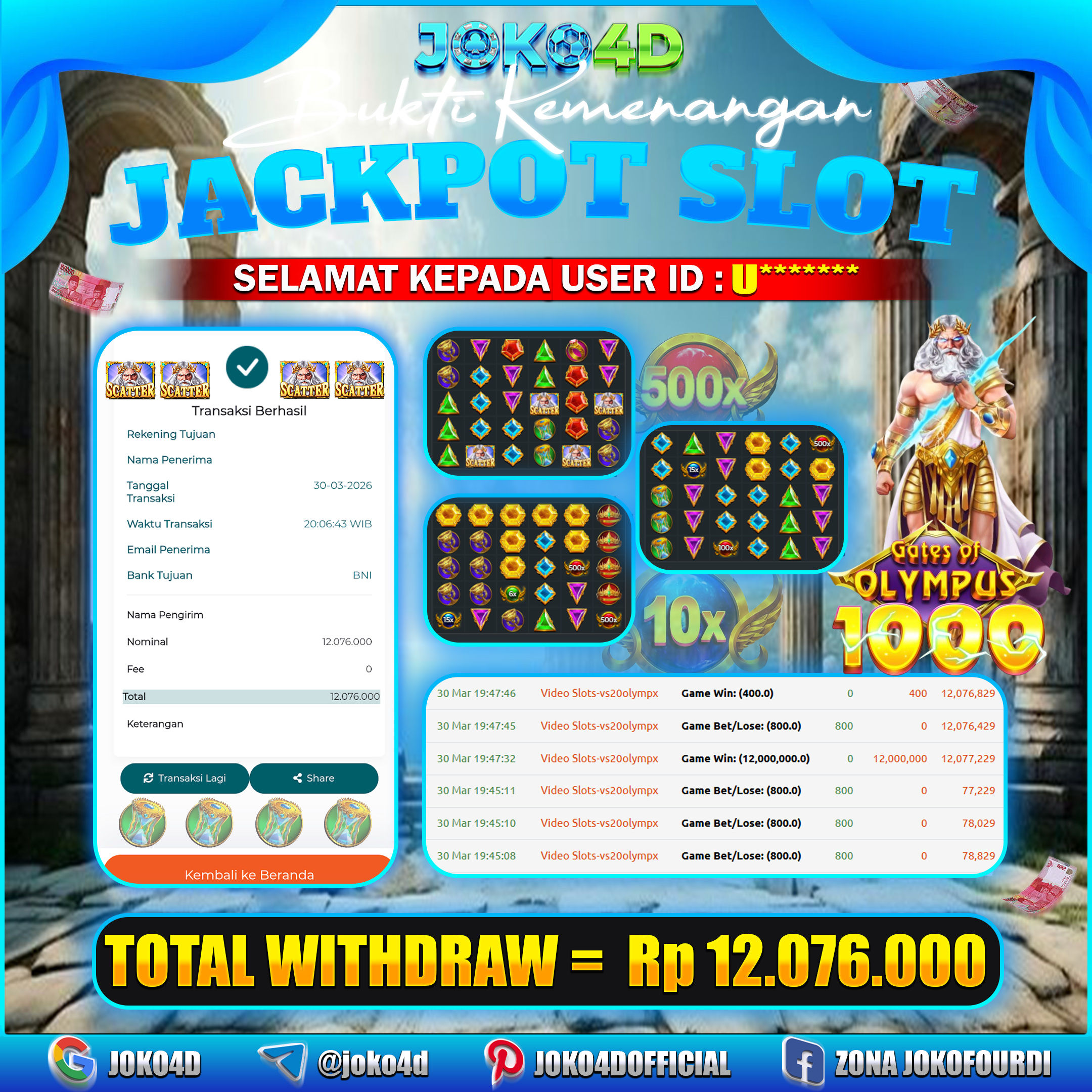 BUKTI KEMENANGAN 2026 DI GAMES GATES OF OLYMPUS 1000
