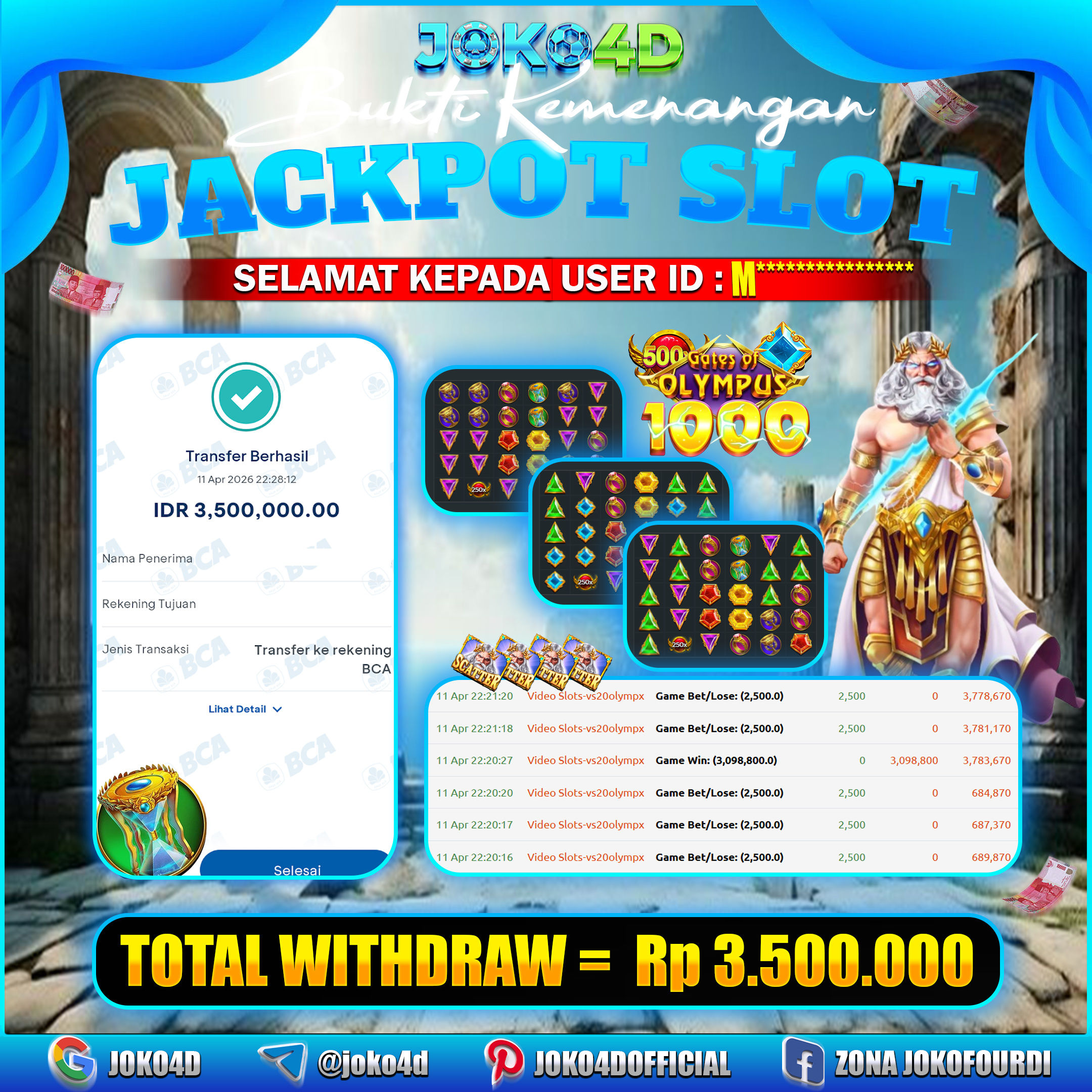 BUKTI KEMENANGAN 2026 DI GAMES GATES OF OLYMPUS 1000