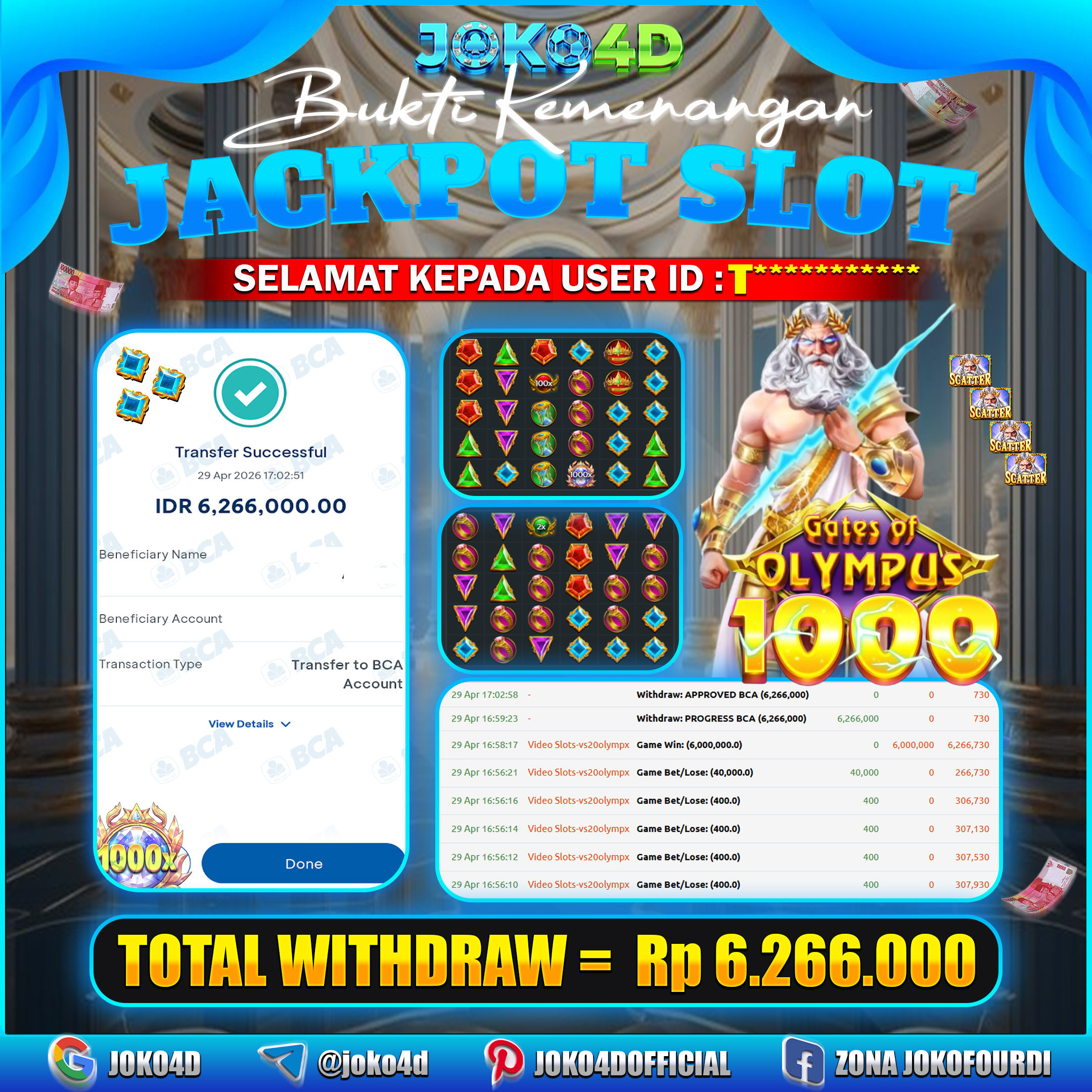 BUKTI KEMENANGAN 2026 DI GAMES GATES OF OLYMPUS 1000