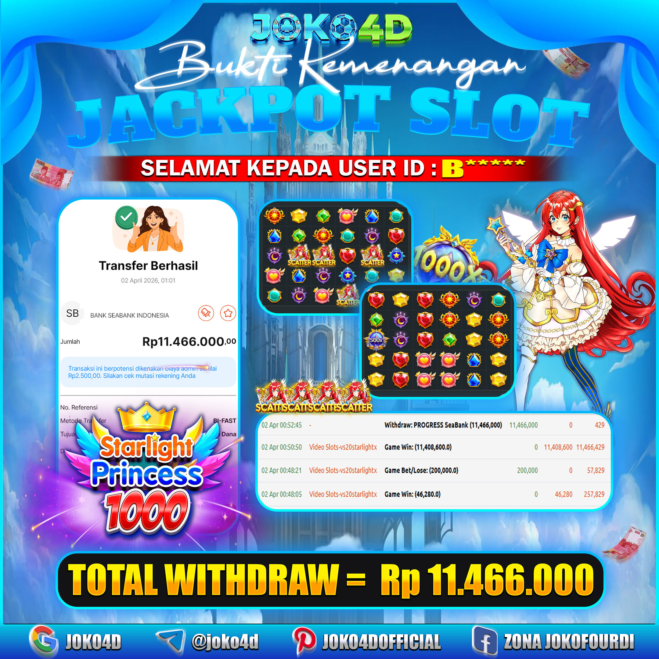 BUKTI KEMENANGAN 2026 DI GAMES STARLIGHT PRINCESS 1000