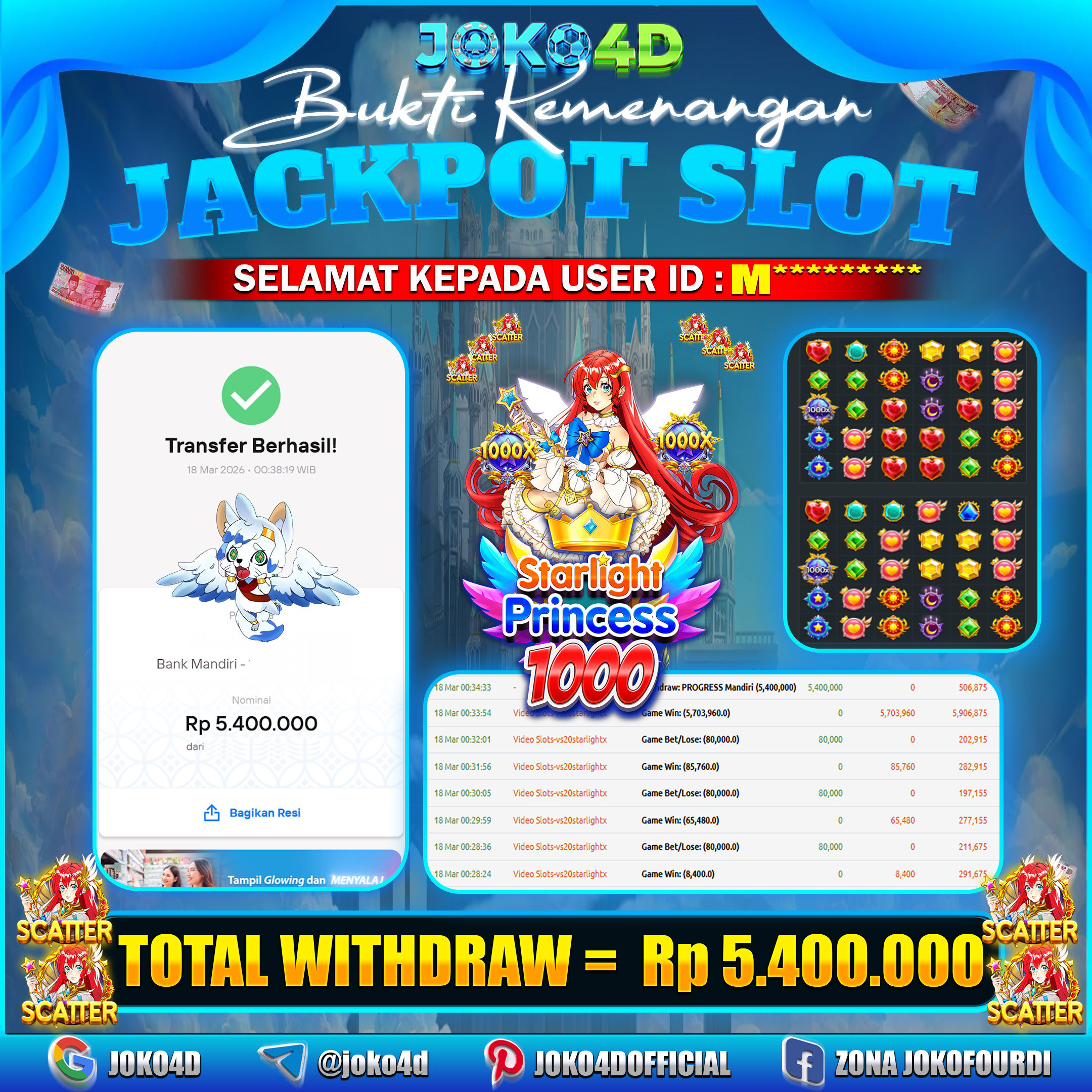 BUKTI KEMENANGAN 2026 DI GAMES STARLIGHT PRINCESS 1000