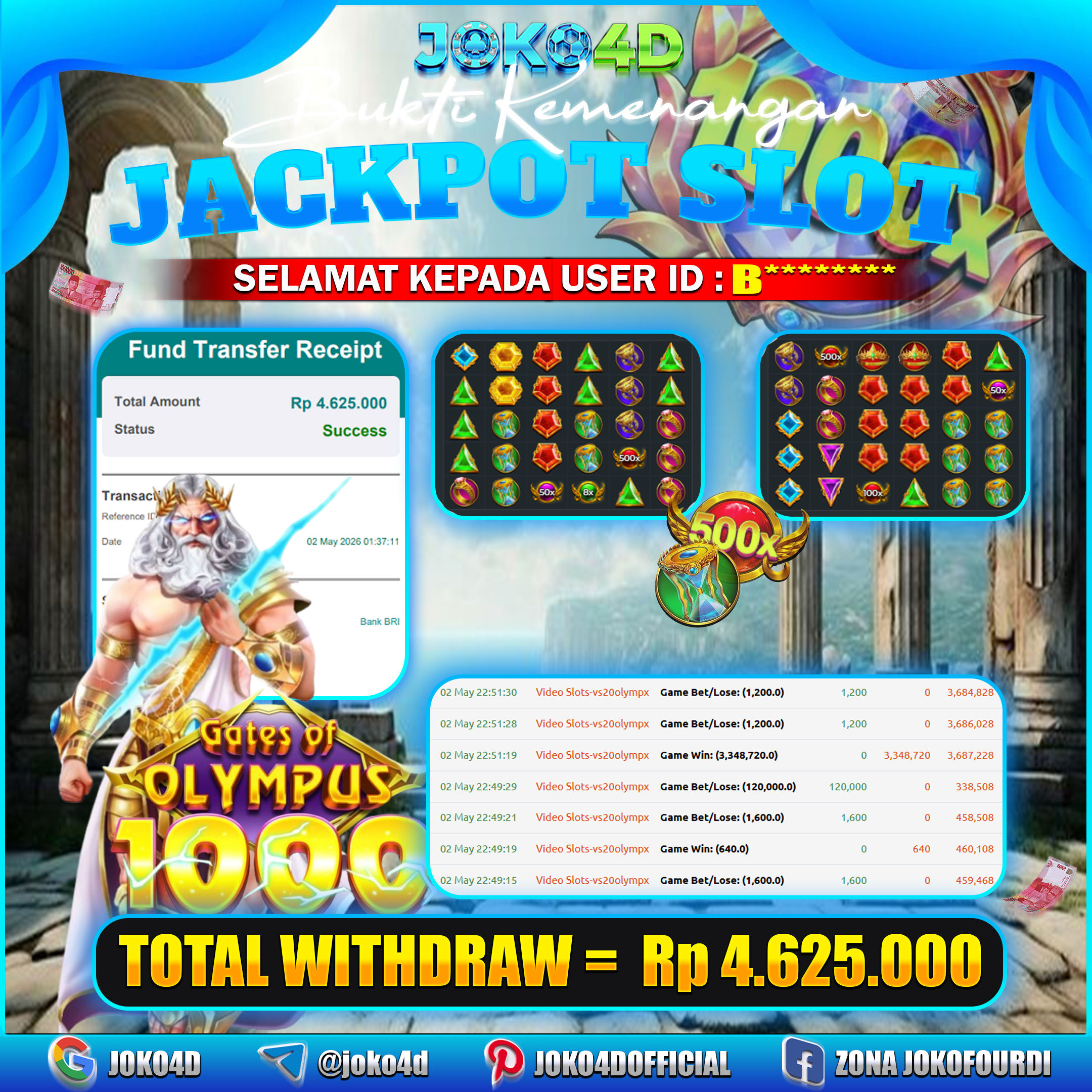 BUKTI KEMENANGAN 2026 DI GAMES GATES OF OLYMPUS 1000
