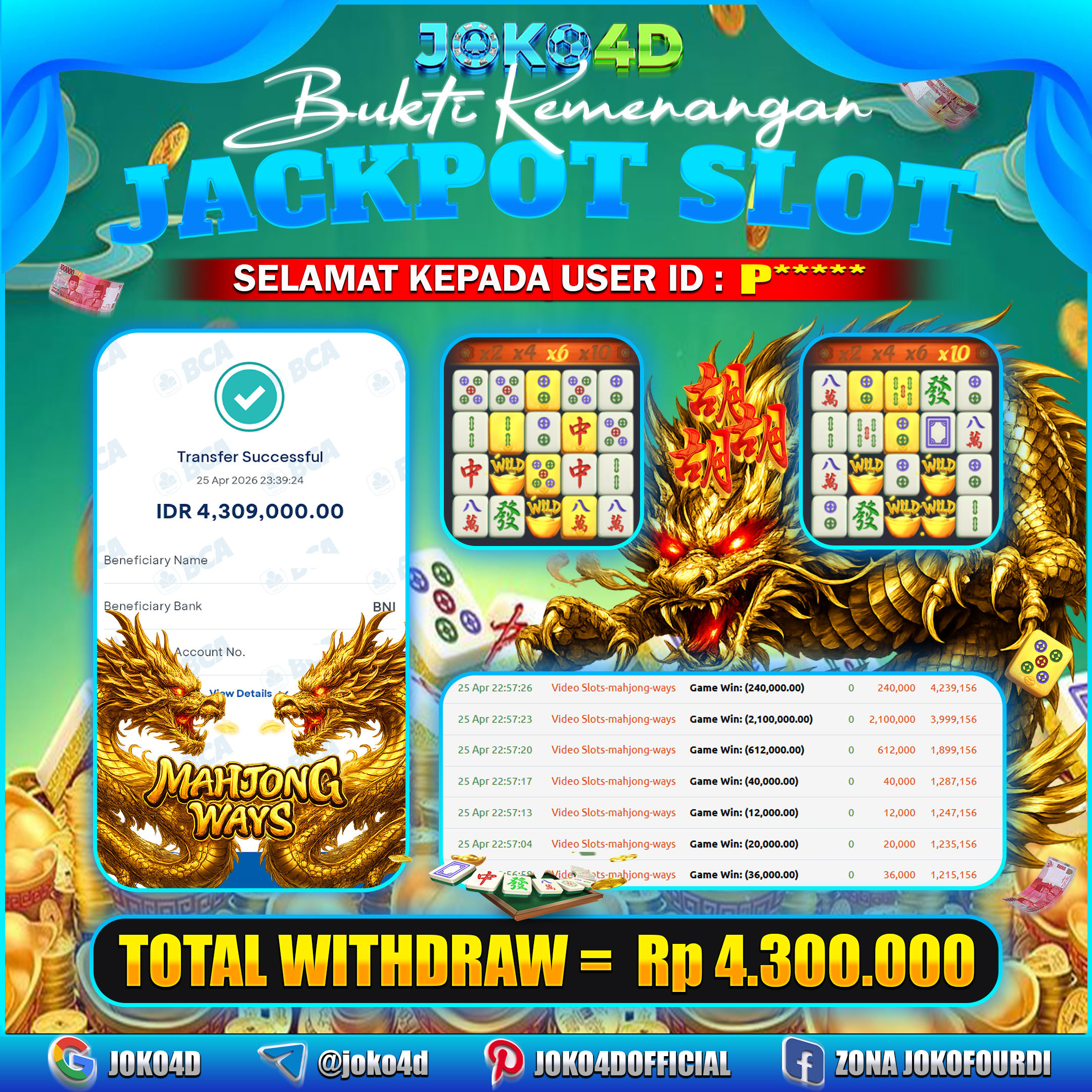 BUKTI KEMENANGAN 2026 DI GAMES MAHJONG WAYS