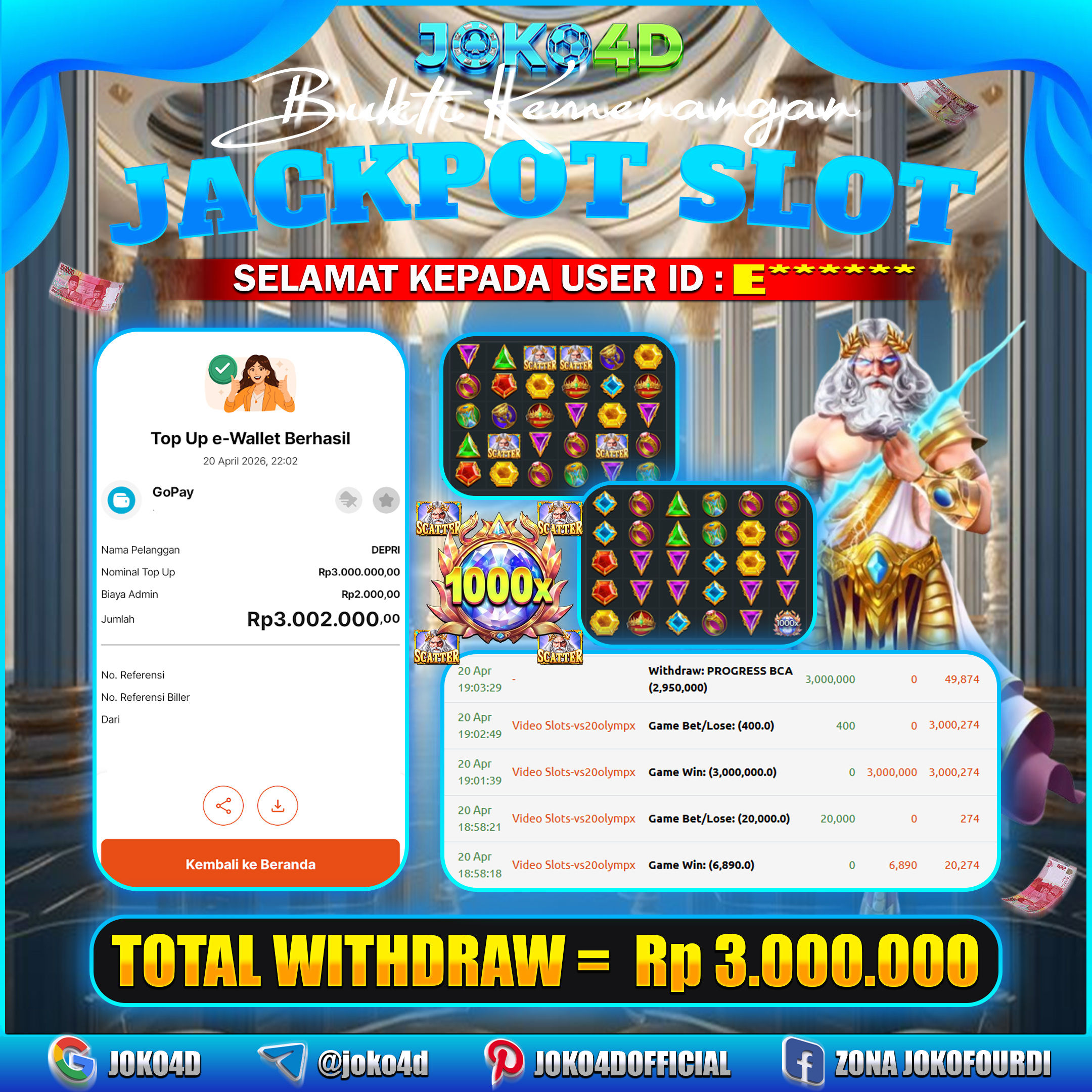 BUKTI KEMENANGAN 2026 DI GAMES GATES OF OLYMPUS 1000