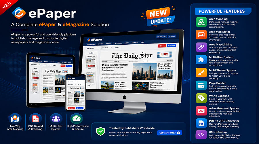 eView ePaper CMS & eMagazine Script with Area Mapping