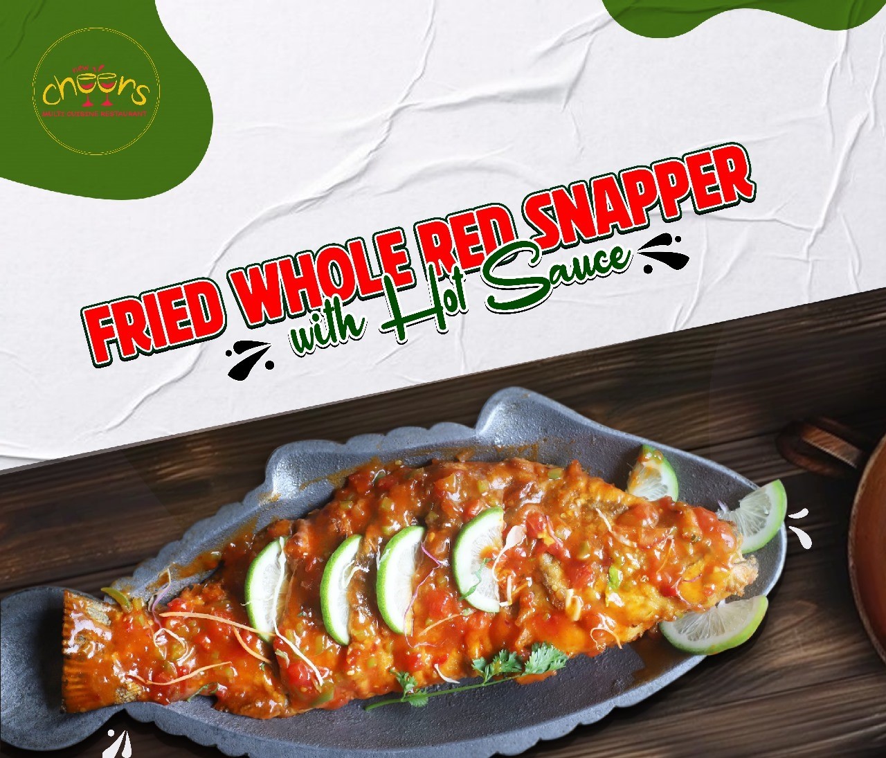  FRIED WHOLE RED SNAPPER WITH HOT SAUCE ( Per 100 gm) 
