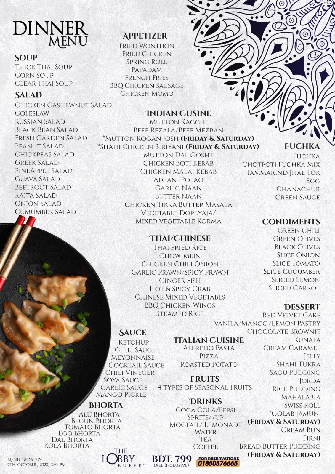 Dinner Menu