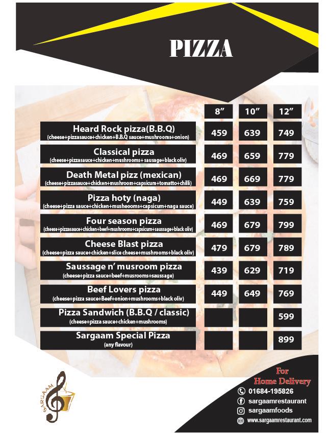 Pizza Menu