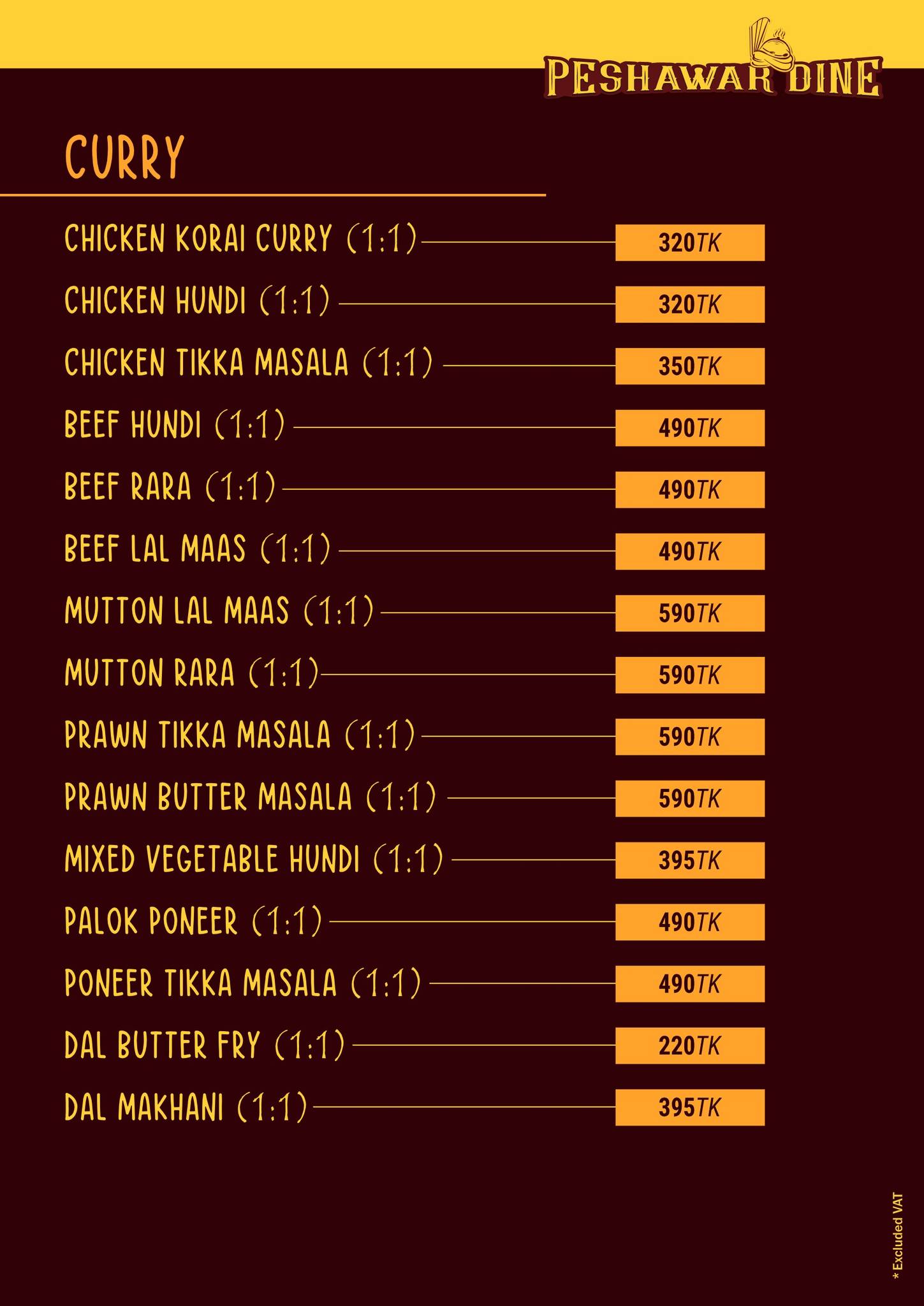 Curry Menu