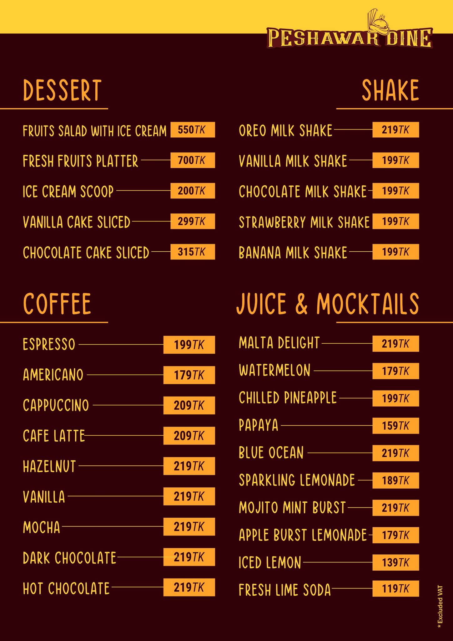 Dessert Menu