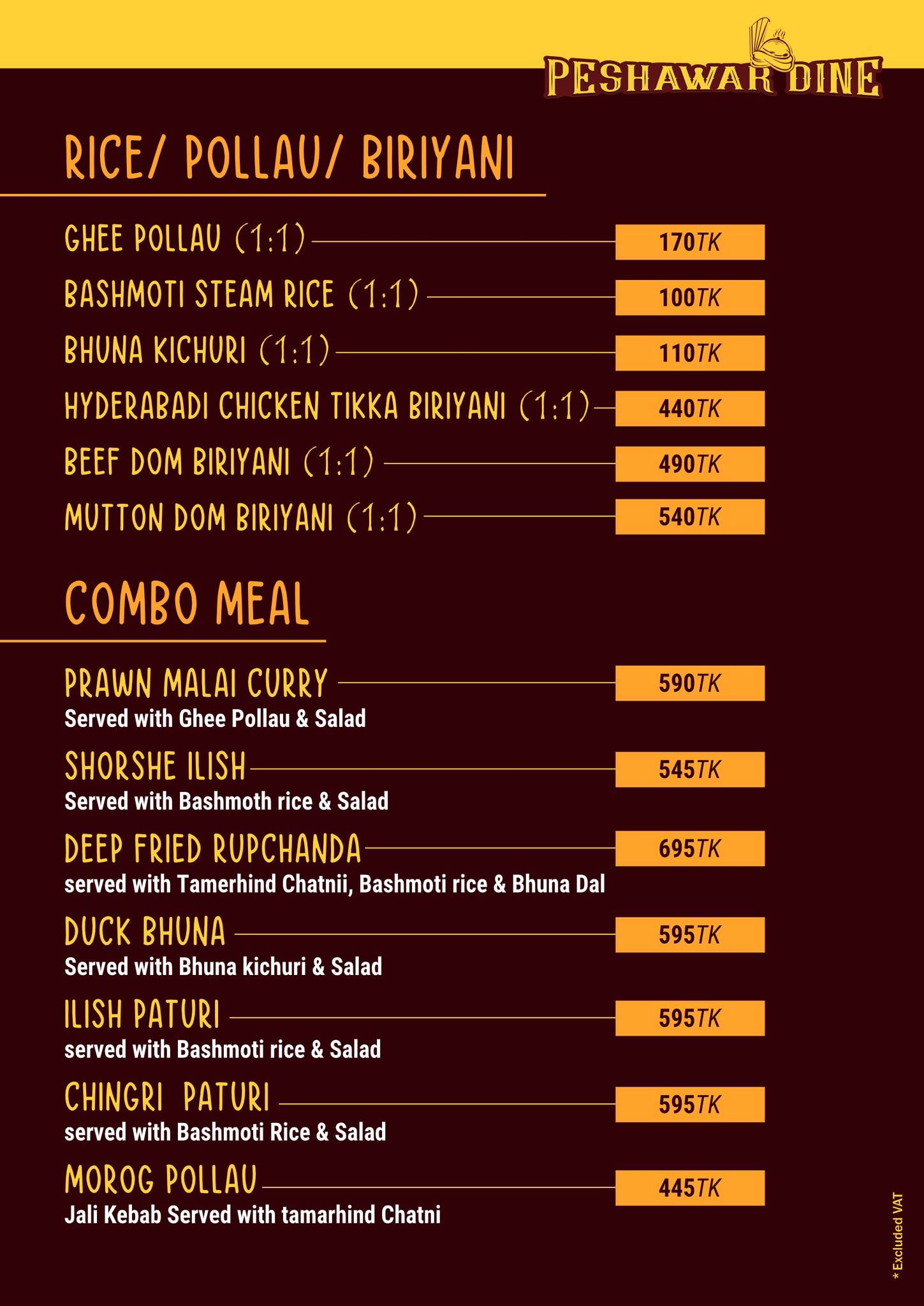 Combo Meal Menu
