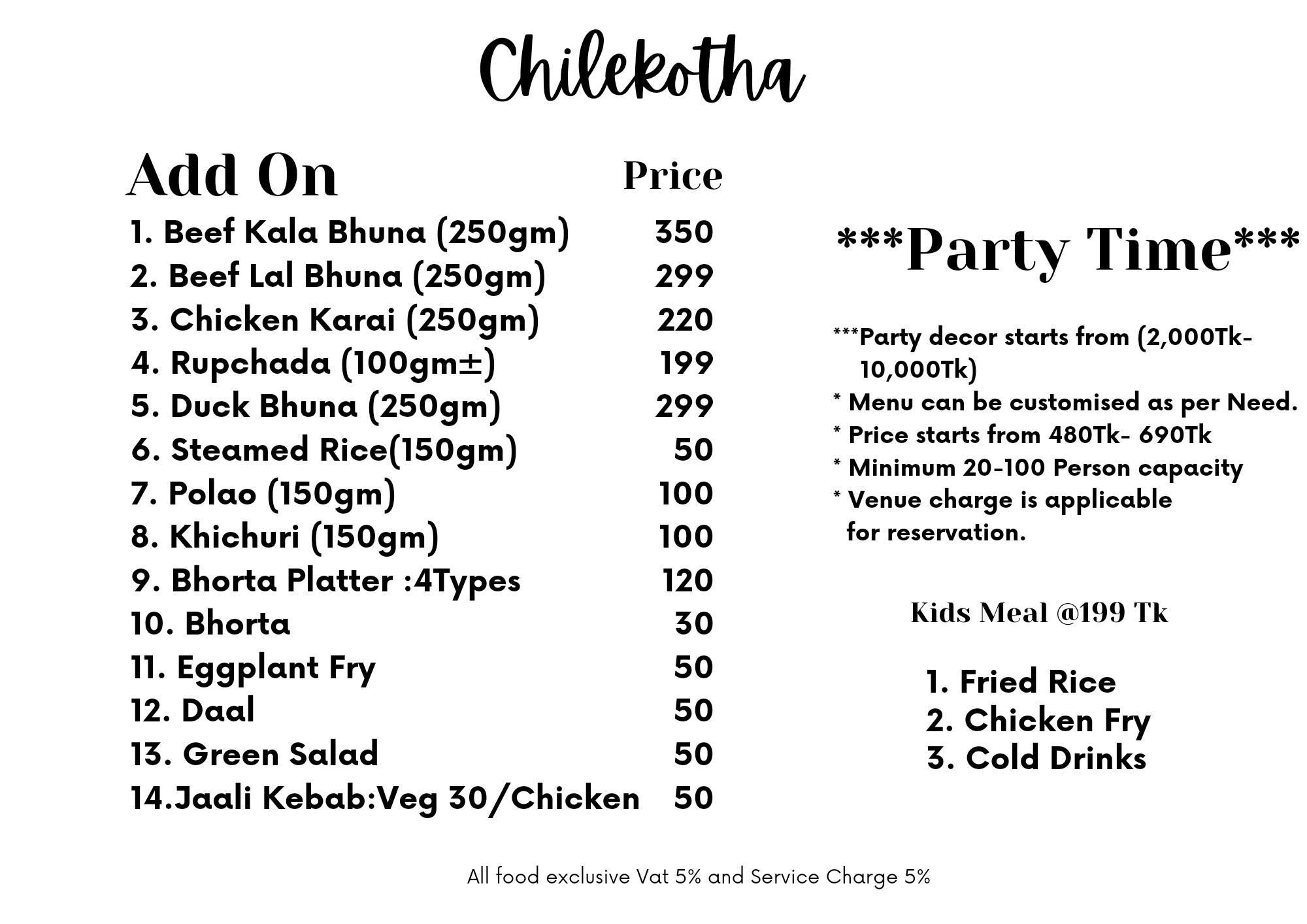 Continental Menu