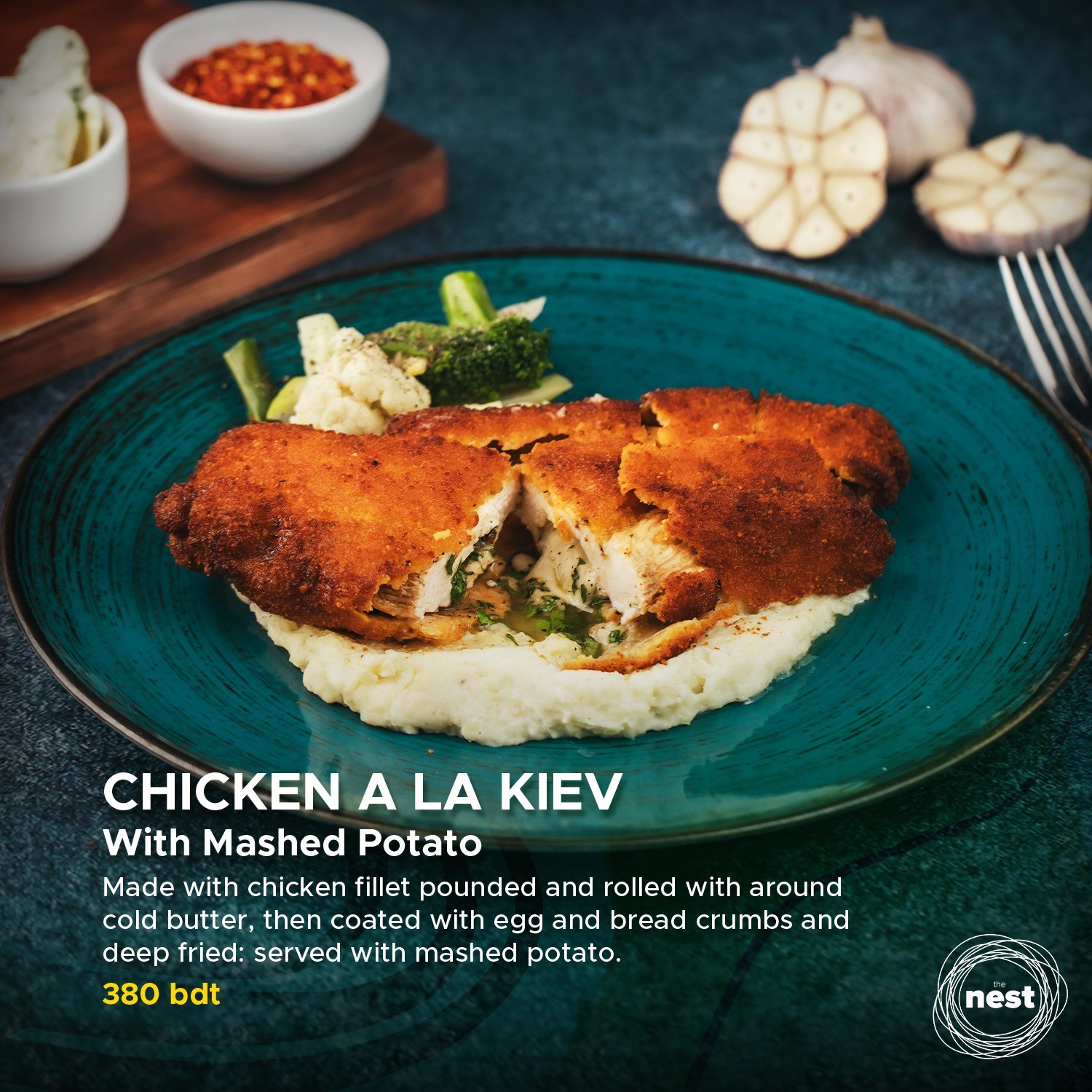 CHICKEN A LA KIEV With Mashed Potato