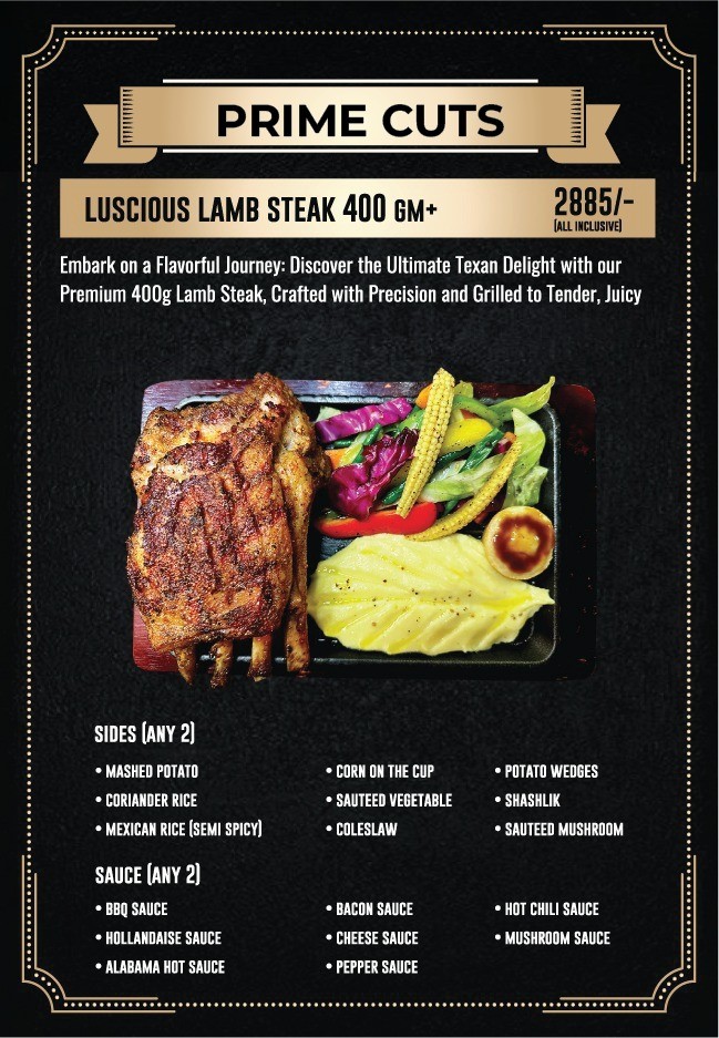 LUSSCIOUS LAMB STEAK Menu