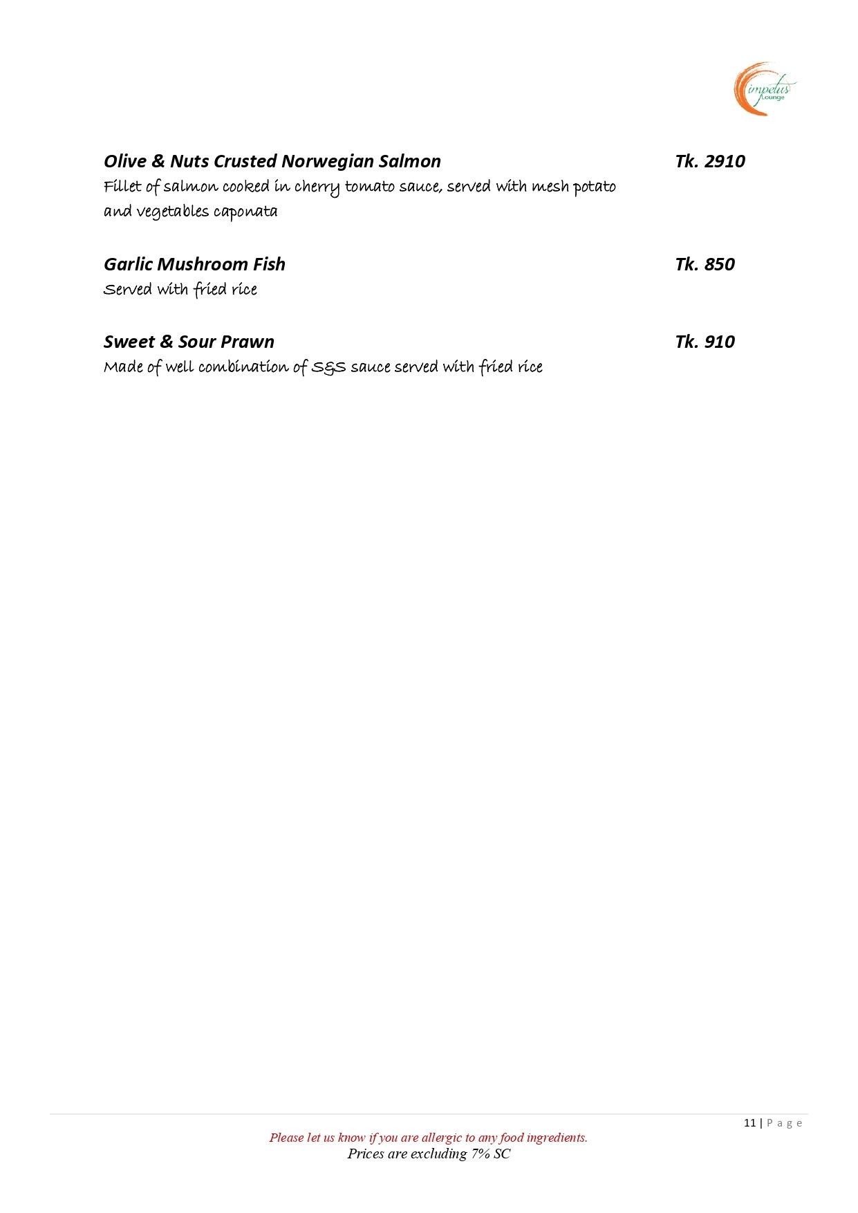 Fish Menu