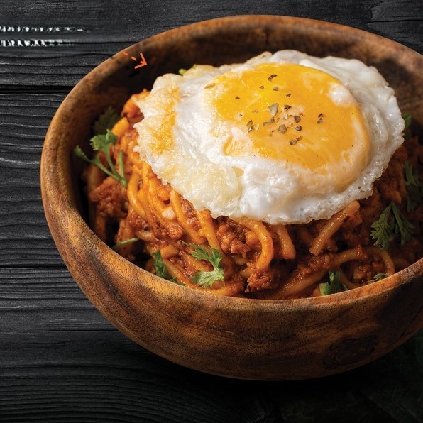 Spaghetti Bolognese with Poached Eggs
