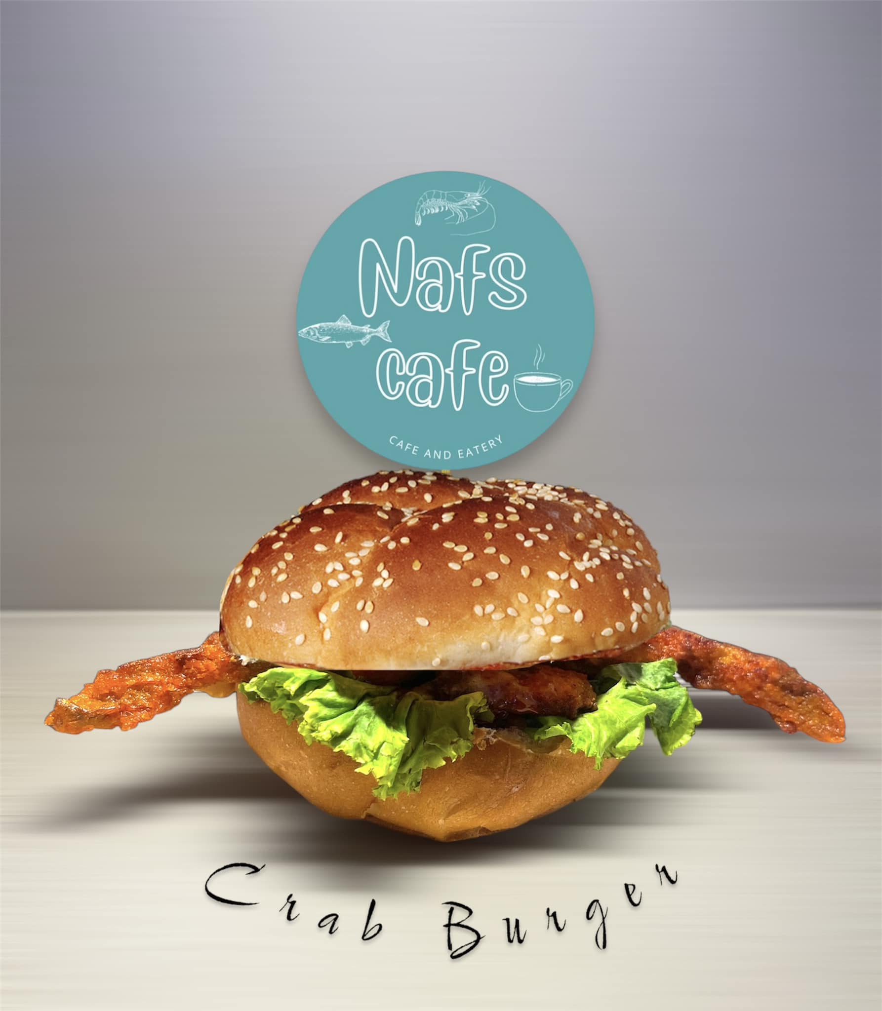 CRAB BURGER WITH FRIES 