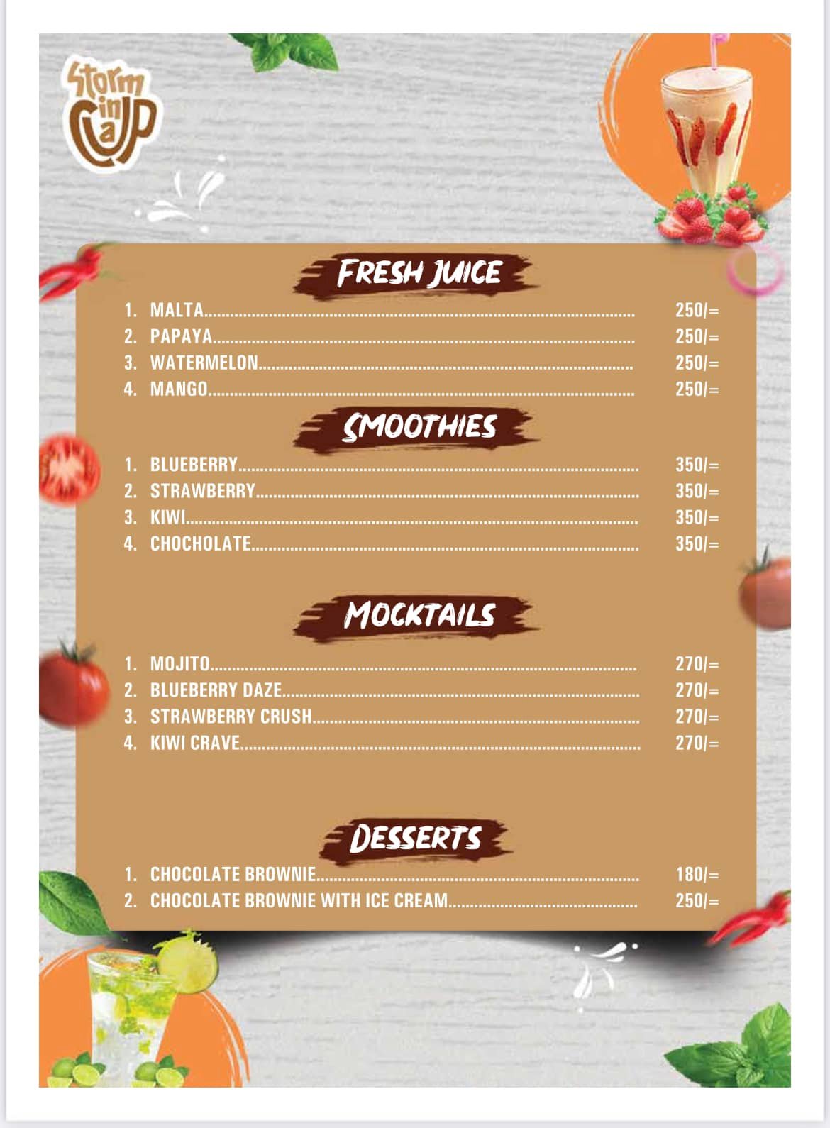 Drinks Menu