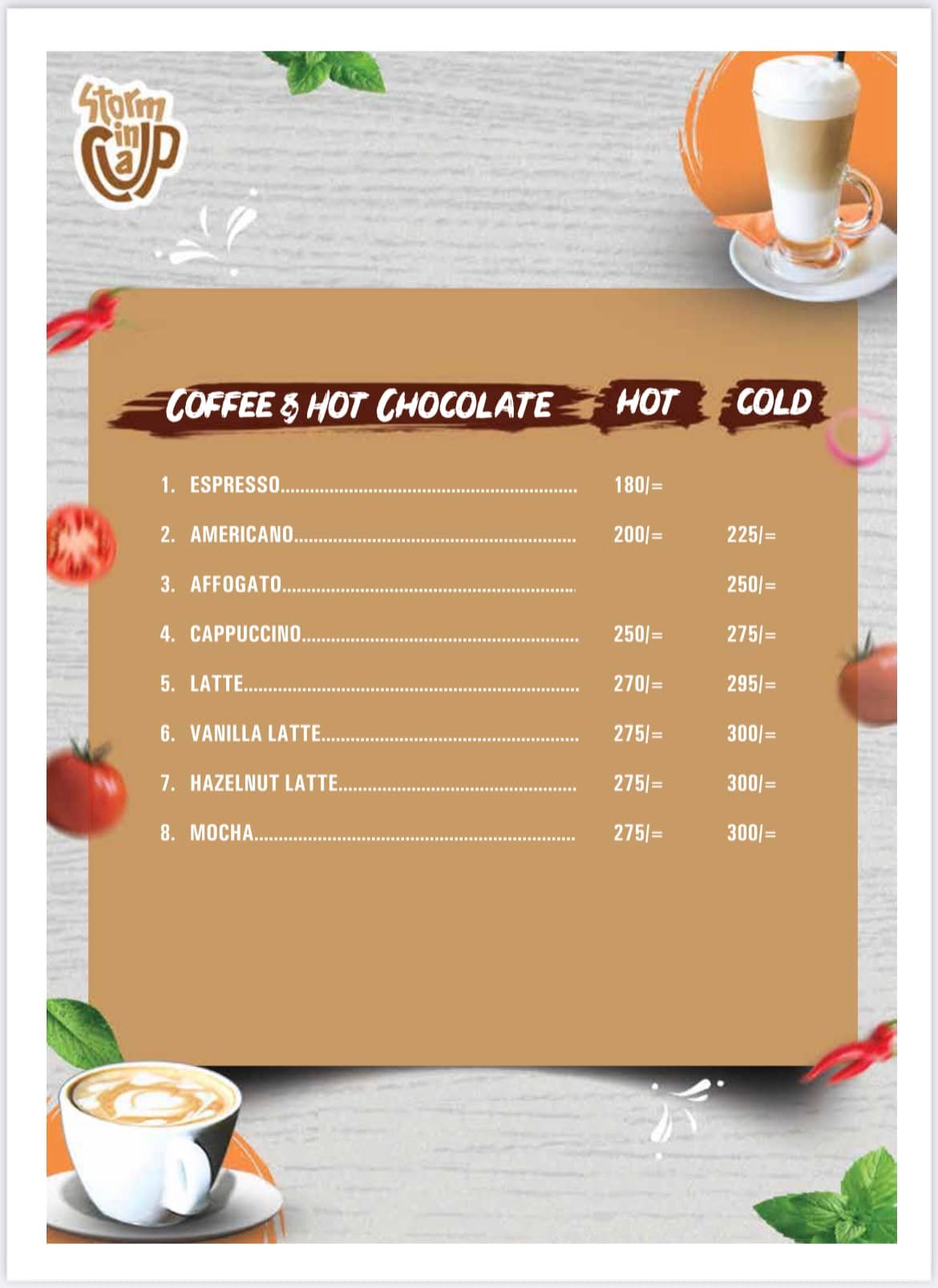Coffee Menu