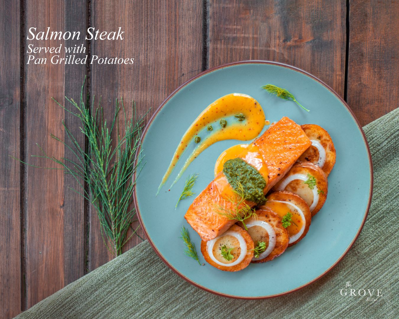Salmon Steak drizzled 